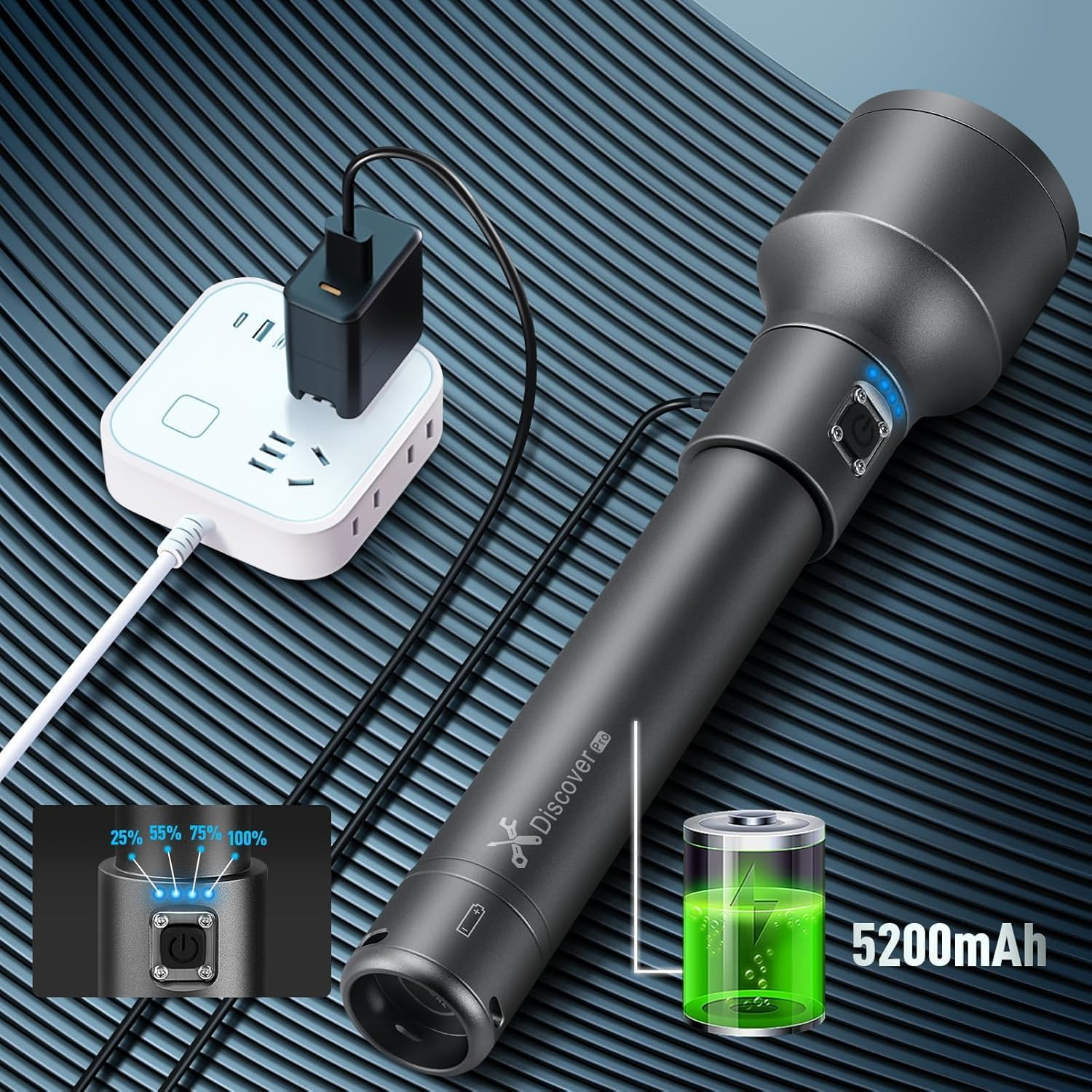 MIAOKE 250,000 Flashlights High Lumens, IPX7 & Zoomable XHP-90 Led Super Bright Rechargeable Flashlight with 3 Lighting Modes for Home, Hunting, Camping, Emergencies-Best for Man-Discoverpro image number 4