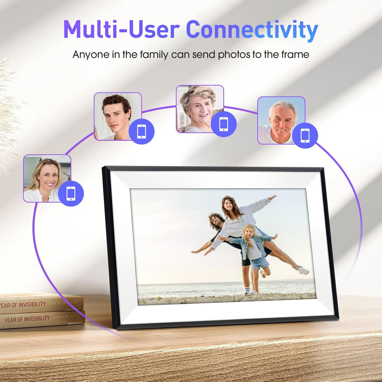 10.1" Digital Picture Frame,1280X800 HD IPS Touch Screen Photo Frame Electronic,32Gb Free Storage,Auto-Rotate,Wall Mounted, Easy Setup，Send Photos/Videos from Phone Instantly via Uhale App,White image number 5