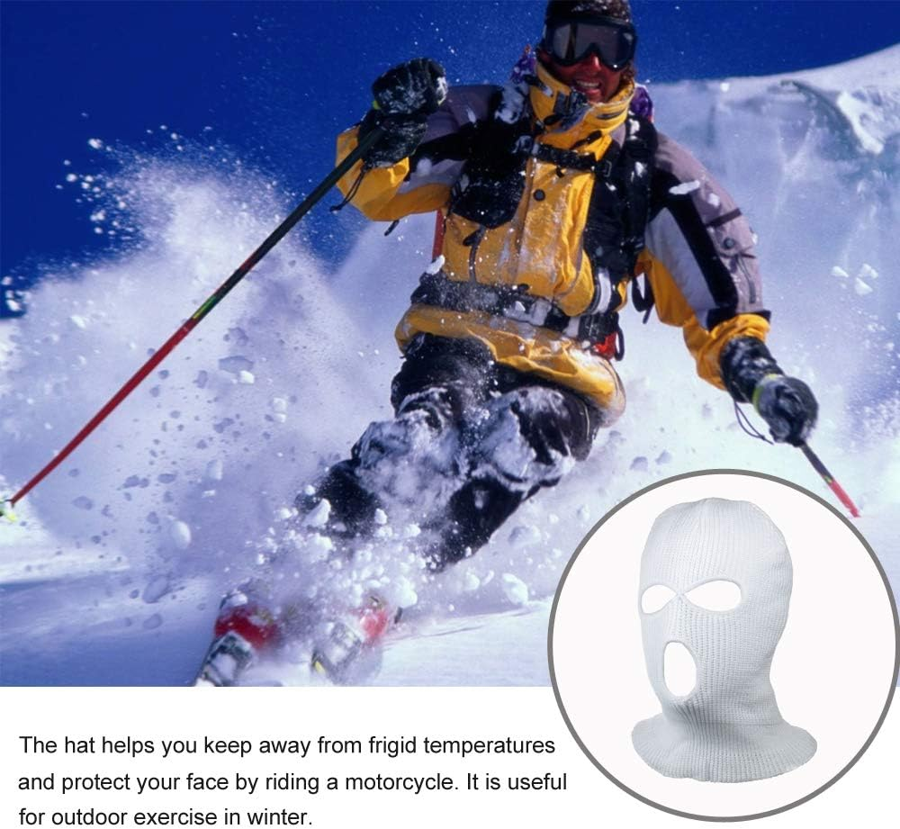 "N/A" 3 Hole Warm Soft Motorcycle Winter Full Face Cover Knit Ski Mask for Outdoor Sports - Orange image number 3