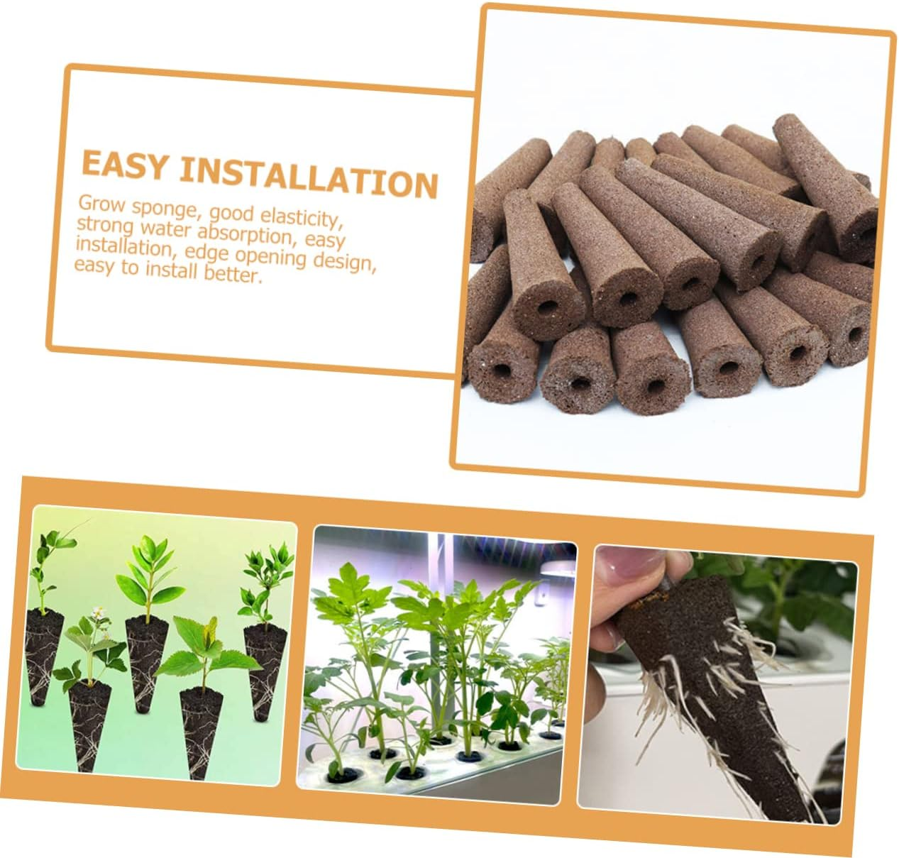 MERRYHAPY 10Pcs Hydroponic Grow Sponges Cone Shape Soilless Cultivation Supplies Easy Installation Strong Water Absorption Gardening Tools for Vegetable Plants image number 6