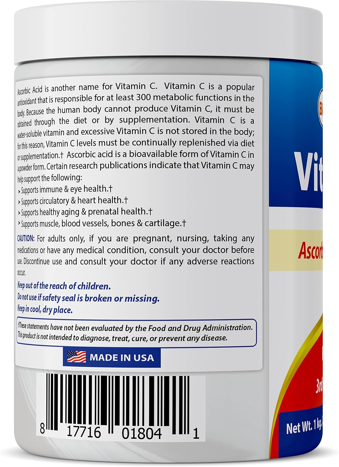 Best Naturals 100% Pure Vitamin C Powder Non-Gmo 1 Lb (454 Grams) Powder (Also Called Ascorbic Acid) (1 LB (Pack of 3)) image number 6