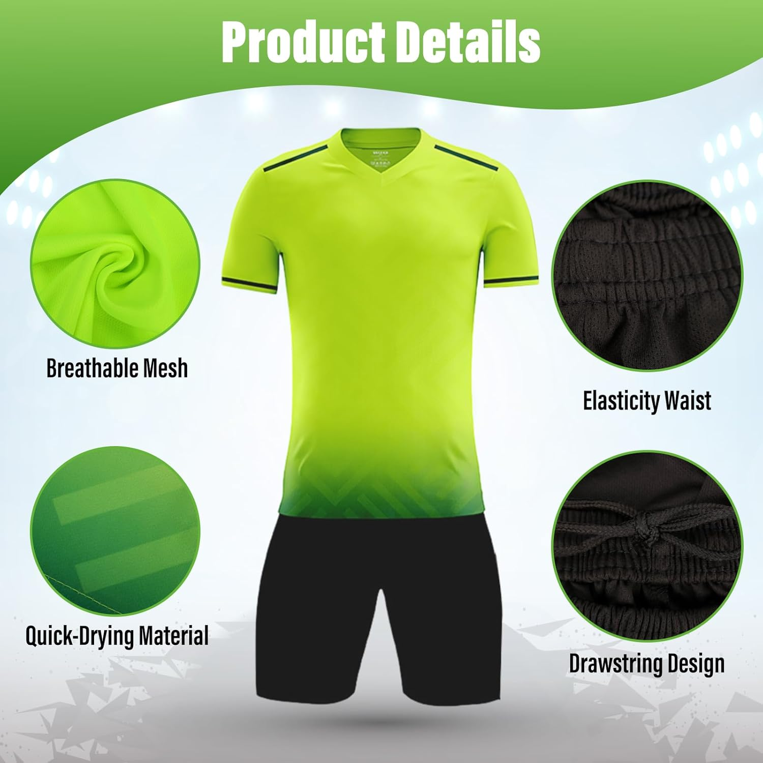 Kids Soccer Jersey Set Sports Clothing, Quick Drying Football Jersey Kids Breathable, Childrens Football Jersey Set Training Suit with T-Shirt and Shorts image number 5