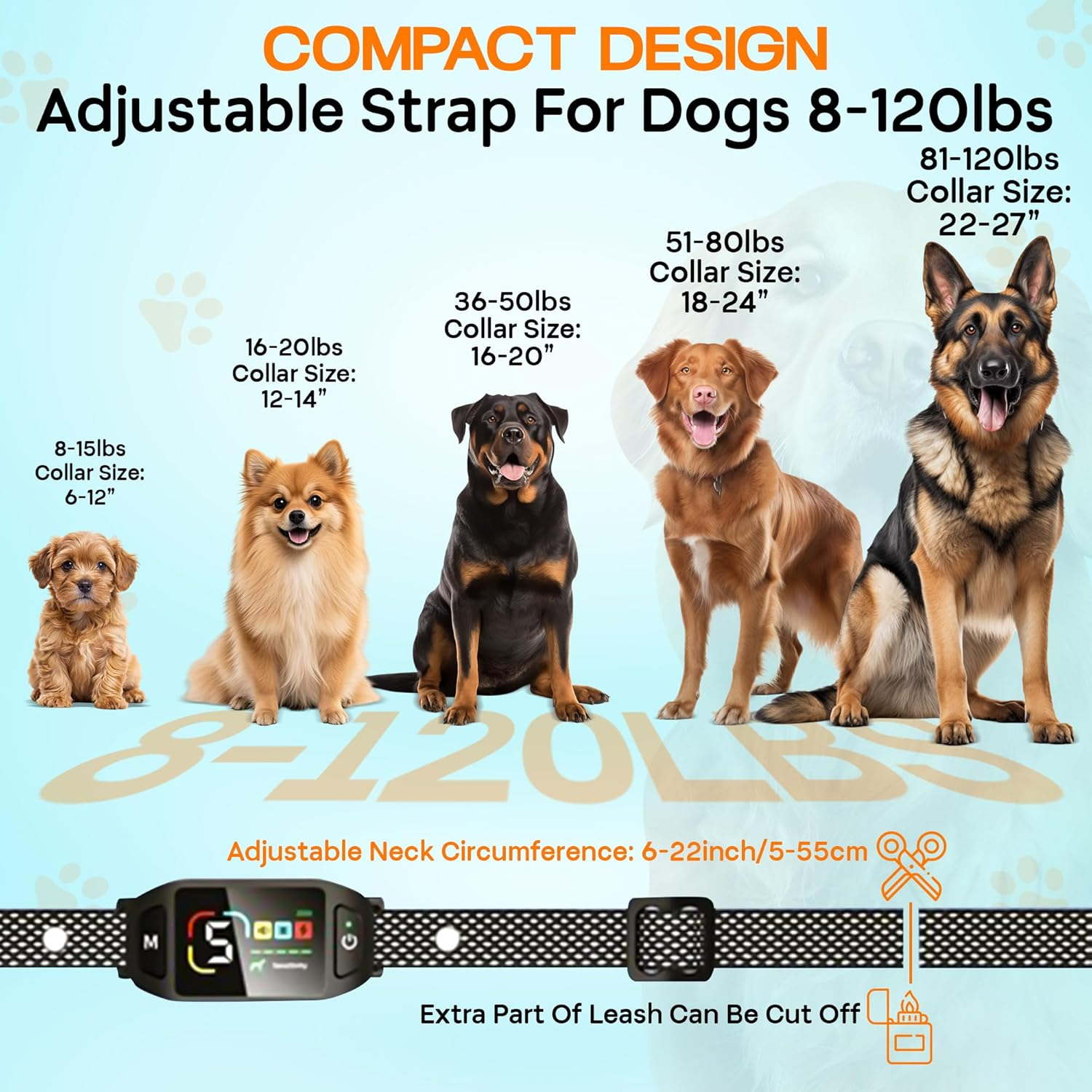 Dog Bark Collar for Small, Medium, and Large Dogs &ndash; Rechargeable Smart Collar with 5 Adjustable Sensitivity Levels, Beep & Vibration Modes &ndash; Includes Training Combo Set (Collar with Clicker & Whistle) - Collar With Whistle image number 3