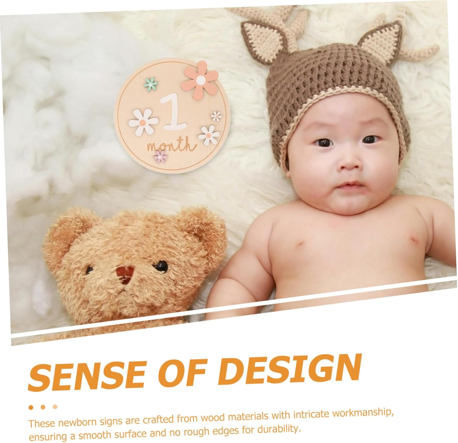 Yardwe Monthly Milestone Cards Newborn Ink Print Pads Wooden Signs for Nursery Months Newborn image number 4