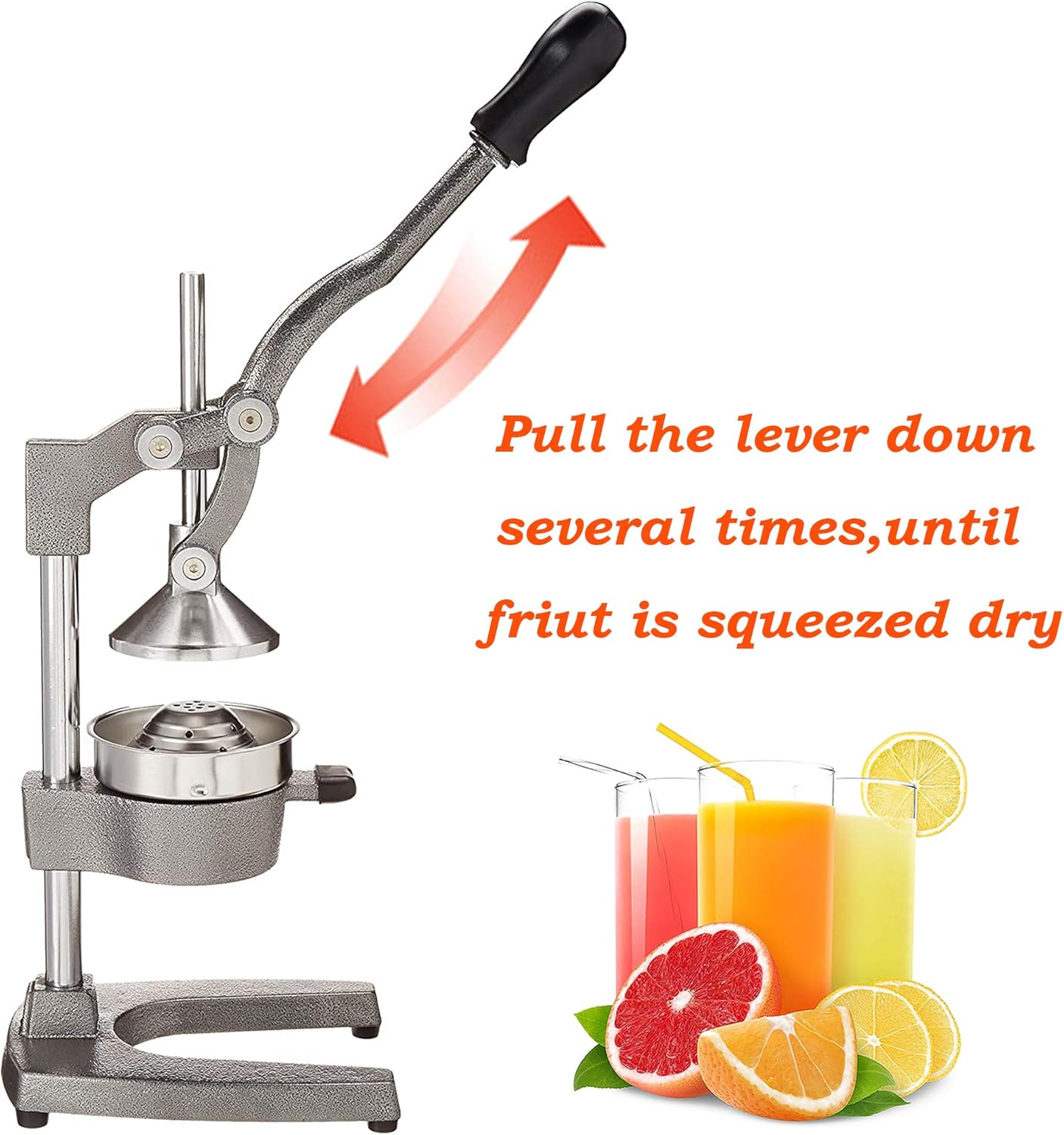 Switol Manual Citrus Juicer, Commercial Hand Orange Juice Squeezer, Suitable for Many Fruit Such as Lemon, Lime, Grapefruit, Pomegranate Etc (Gray) image number 5