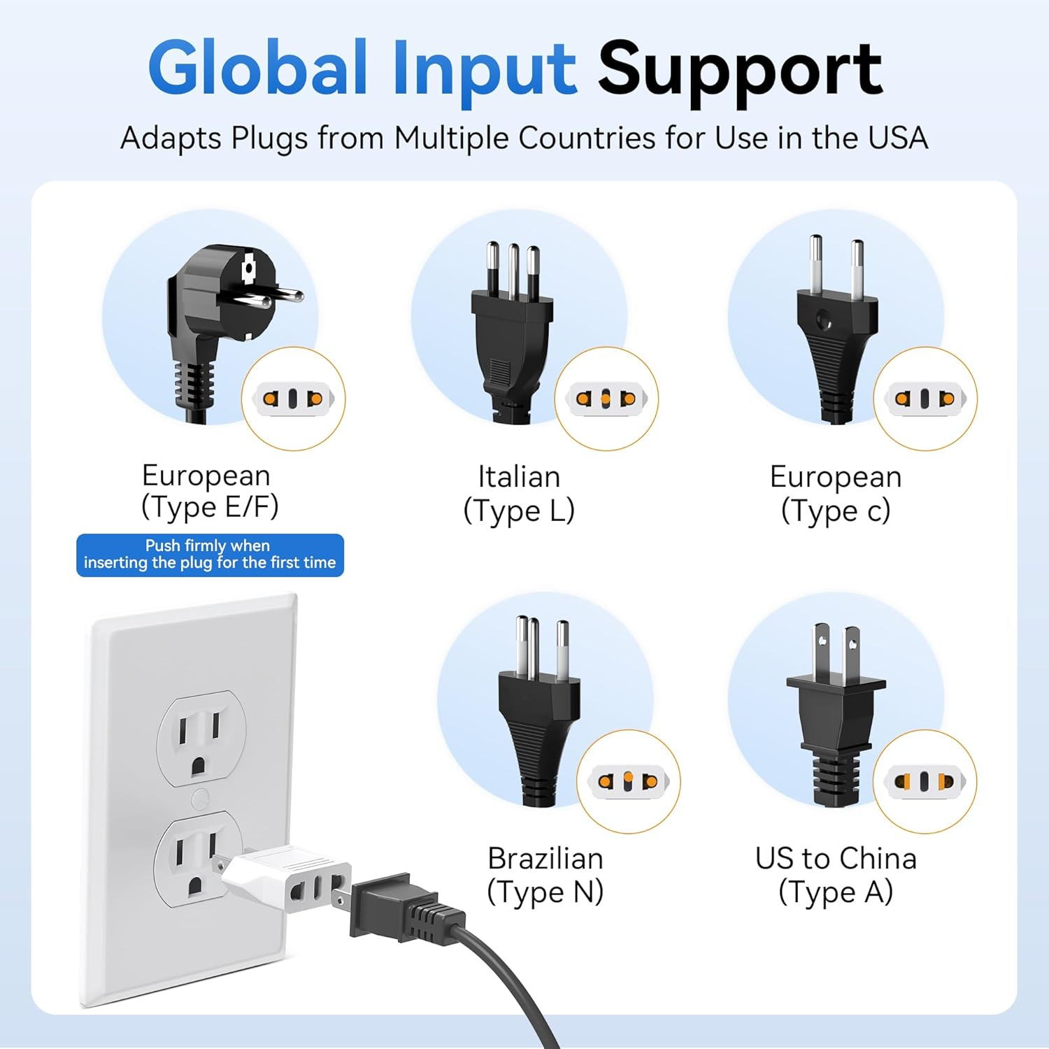 Unidapt EU Europe to US Usa Travel Plug Adapter Power Converter AC image number 2