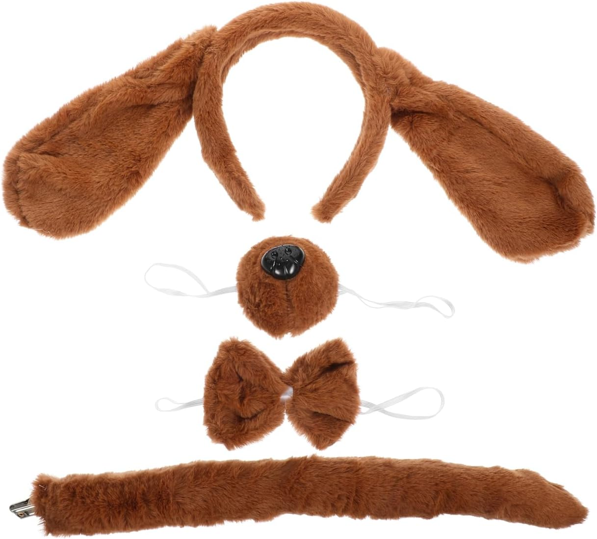 Alasum Puppy Dog Costume Kit with Animal Ears Headband Bowtie Fake Nose Tail Lightweight Pet Cosplay Set for Party Dress up and Festival Celebration image number 5