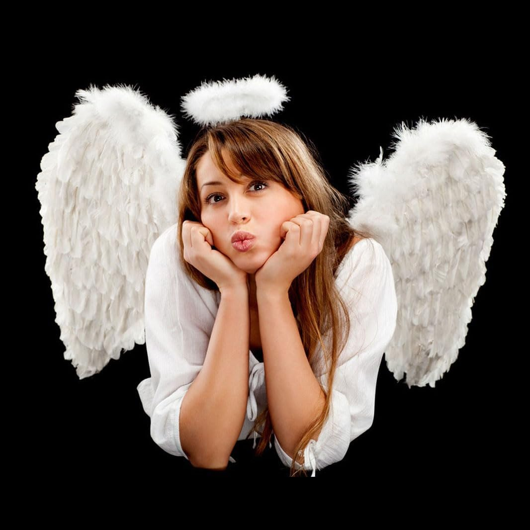 2 Pack Angel Halo Headbands Feather Angel Headband White Halo Hair Band Halloween Christmas Costume Accessory for Kids Adult Teens Girls Women(White)