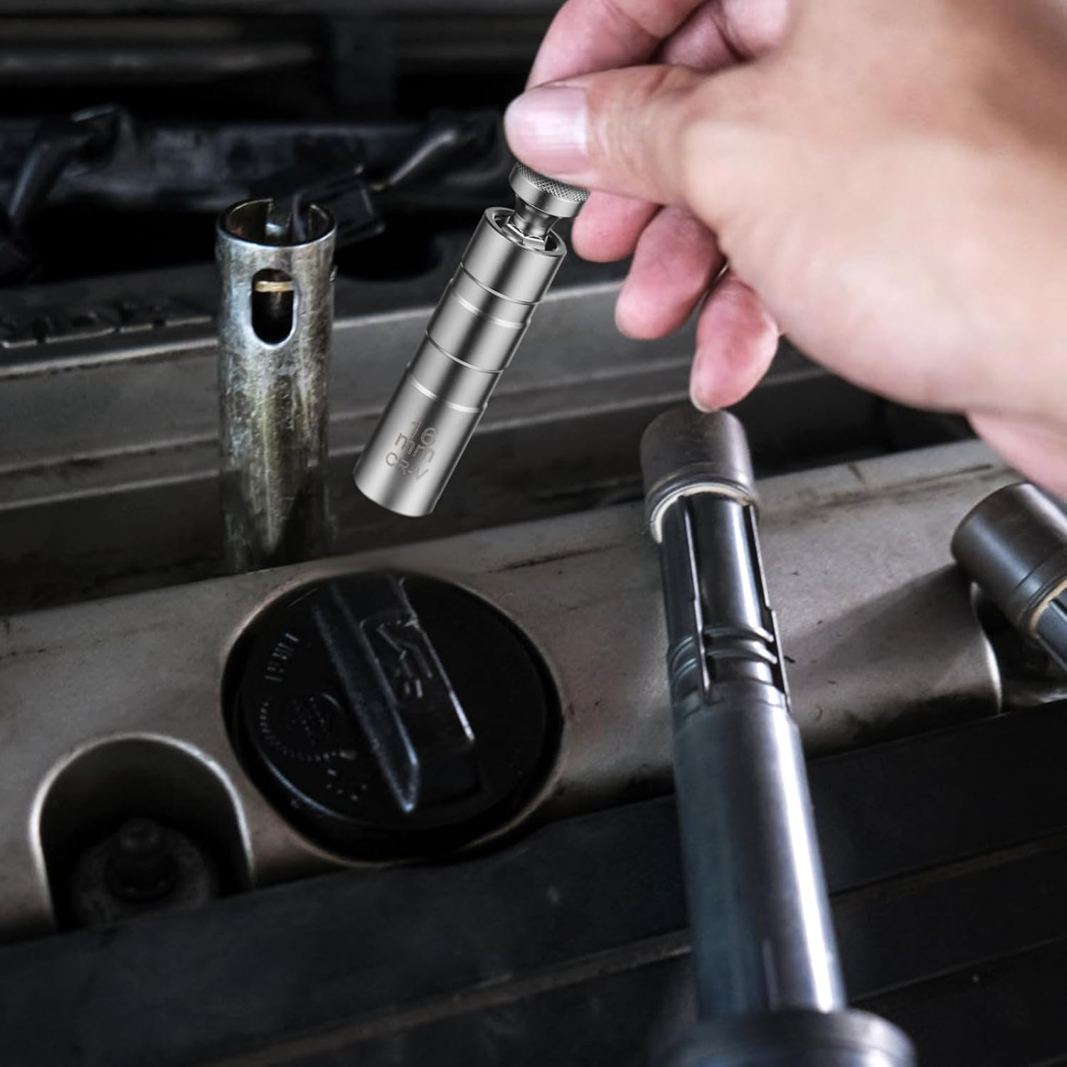 GARVALON 2Pcs Spark Plug Removal Tool Threaded Socket Kit Magnetic Socket Automotive Accessories image number 2