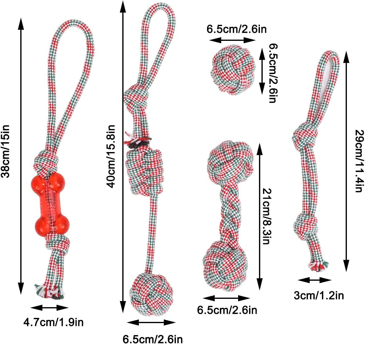 5Pcs Dog Rope Toys, Puppy Chew Teething Training Toys, Rope Knot Dog Toy Pet Cotton Rope Toy Interactive Colorful Washable Dog Chewing Toy for Teeth Cleaning image number 3