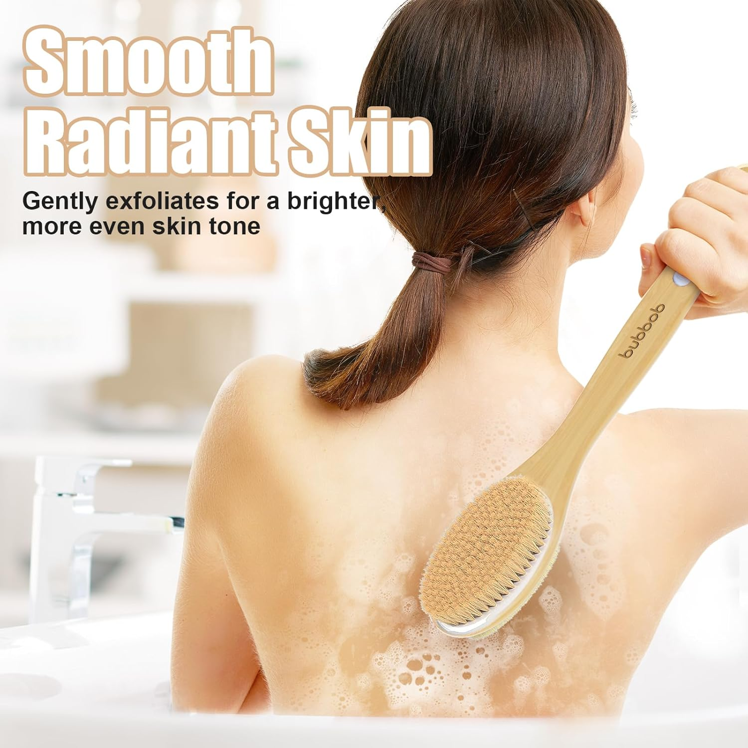 Back Scrubber for Shower,Bath Brush with Long Handle,Bath Brush Body Exfoliator for Wet or Dry Brushing,Men and Women (Blue) image number 6