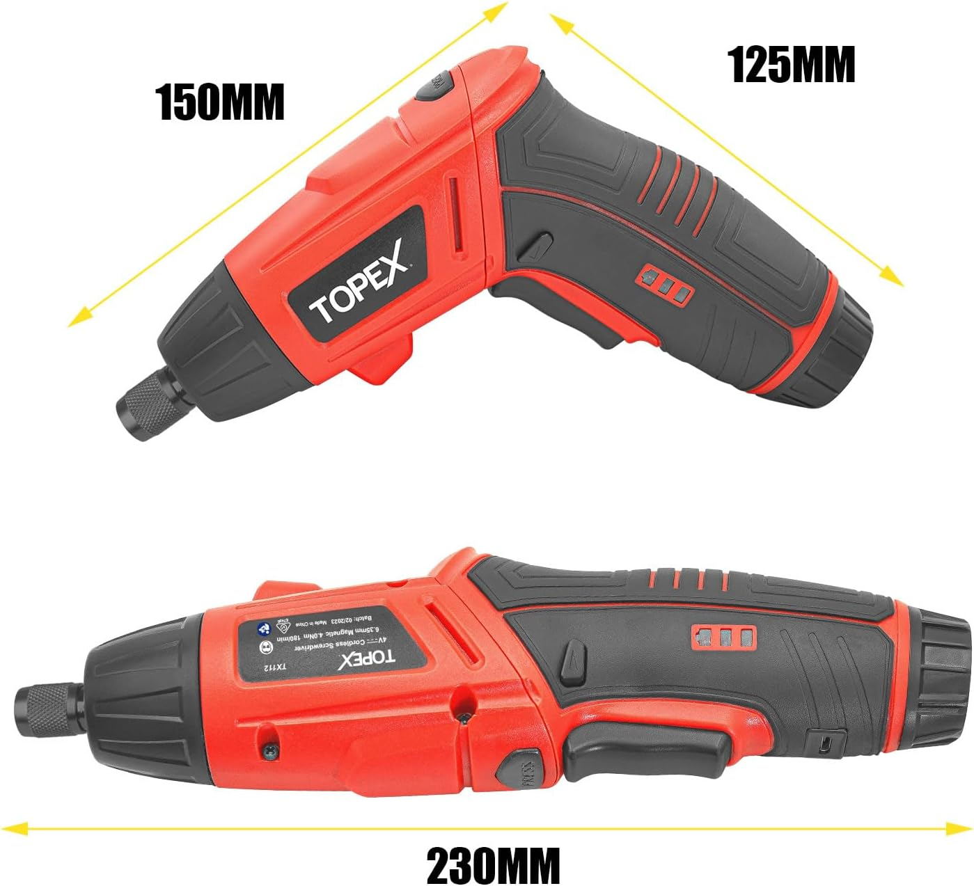 TOPEX 82 Piece Electric Screwdriver Set 4V Max Cordless Screwdriver Set CRV Screw Bits