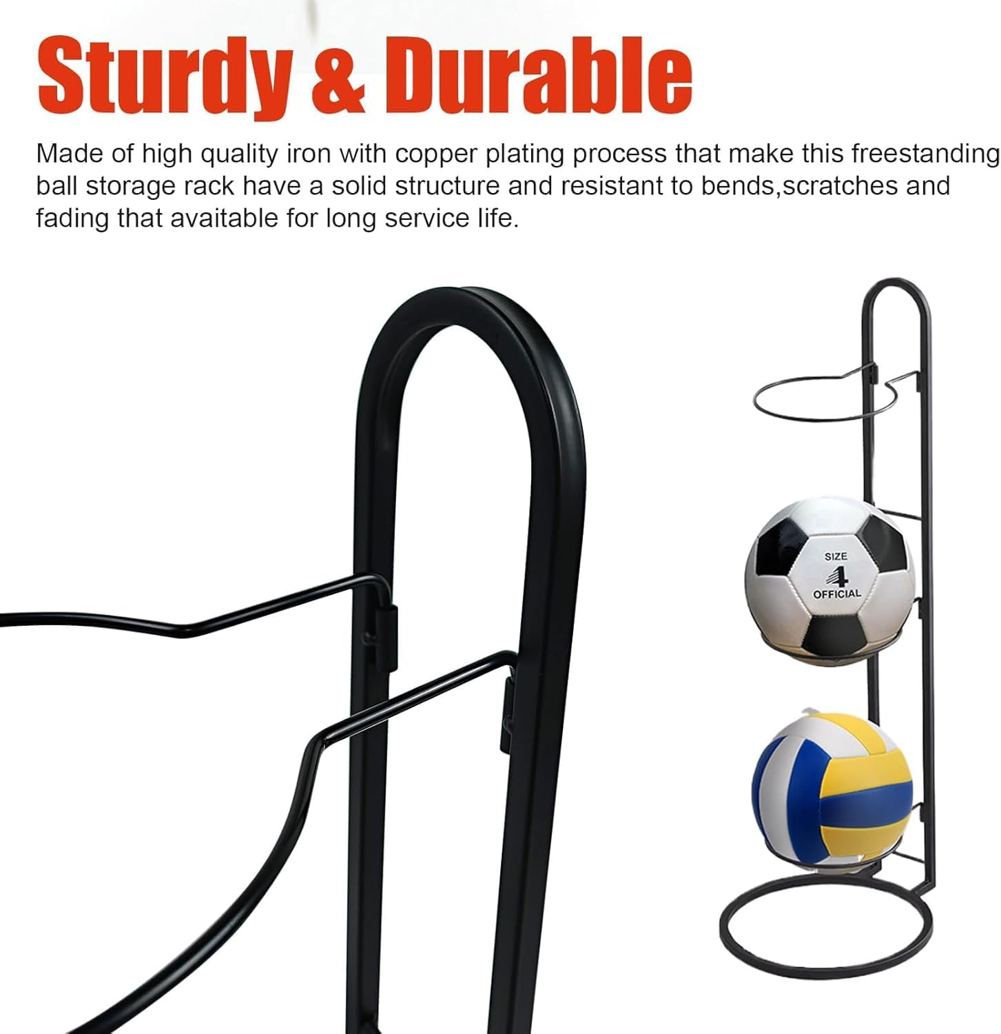 2Pcs Basketball Ball Storage Racks, Durable 3 Tier Cube Ball Storage Holder, Removable Garage Ball Organizer, Vertical Sports Display Stand for Volleyball Football Basketball Soccer 25 * 71Cm ﻿ image number 2