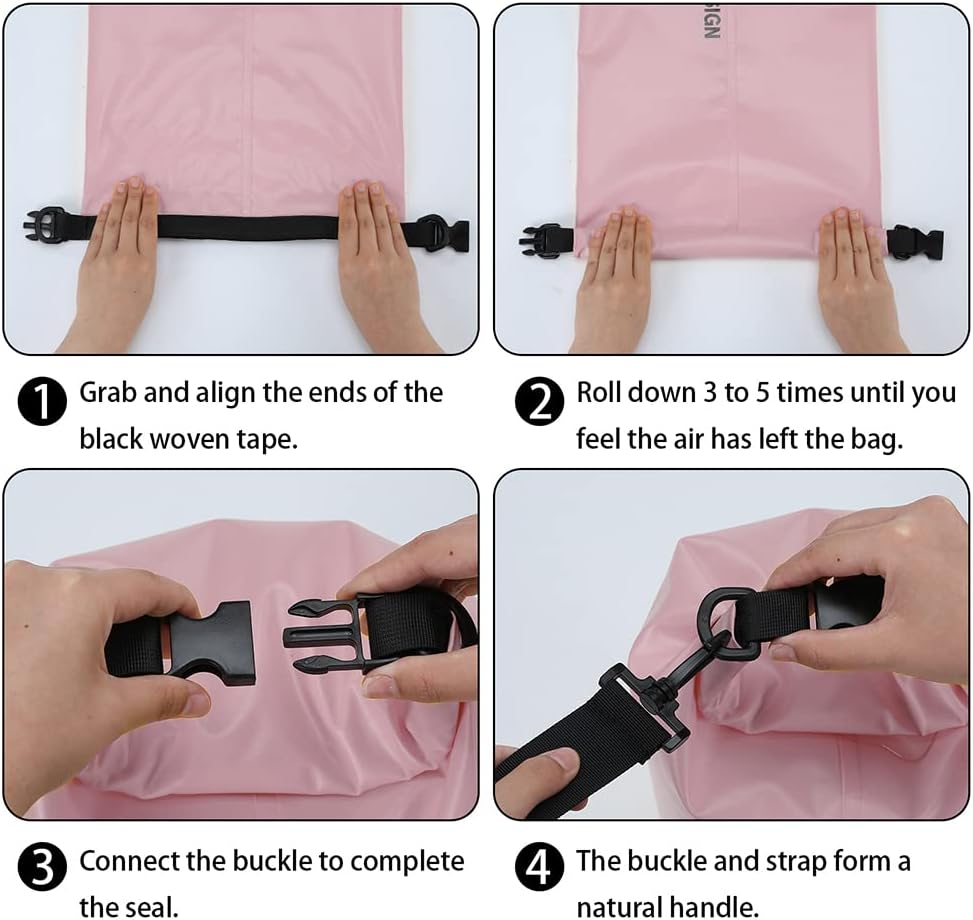 Floating Backpack Waterproof Dry Bag 15L Capacity Kayaking, Water Sports Fishing, Swimming, Boating, Beach, Hiking, Camping, Outdoor Activities 2 Adjustable Straps Bright Pink Colour from Paton Travel image number 1