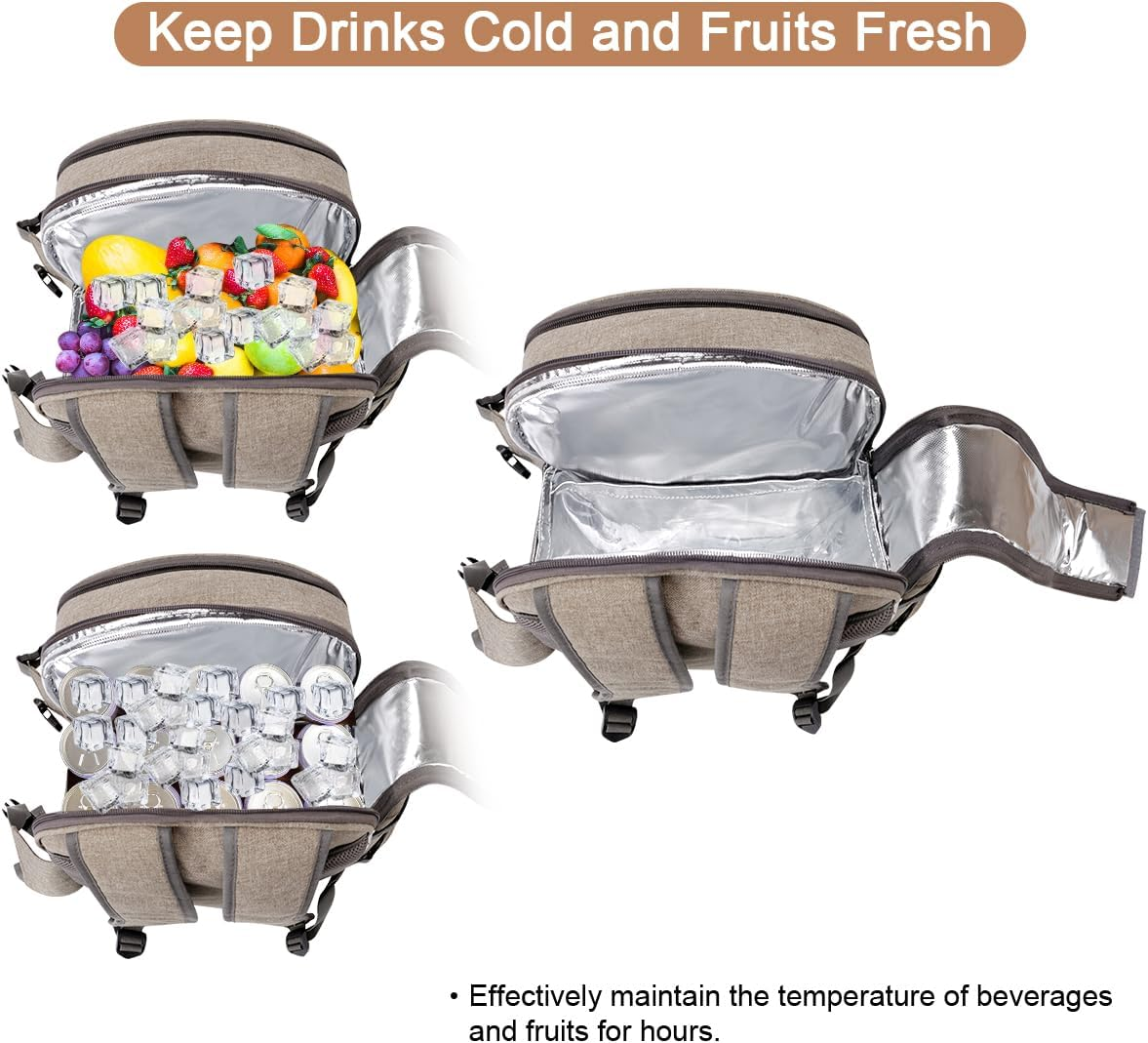 Sunflora Picnic Backpack for 4 Person, Picnic Basket Complete Set with Insulated Cooler and Blanket for Family Outdoor Camping(Brush Beige) image number 6