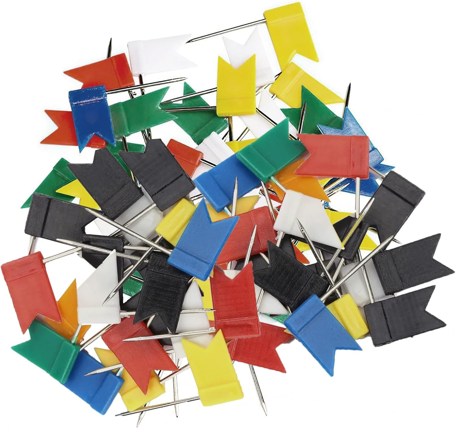 Nlvnmv 100 PCS Map Flag Push Pins, Plastic Head with Steel Point, for Bulletin Cork Board, Picture Hanging, World Map Marking, DIY Craft Projects (8 Assorted Colors) image number 2