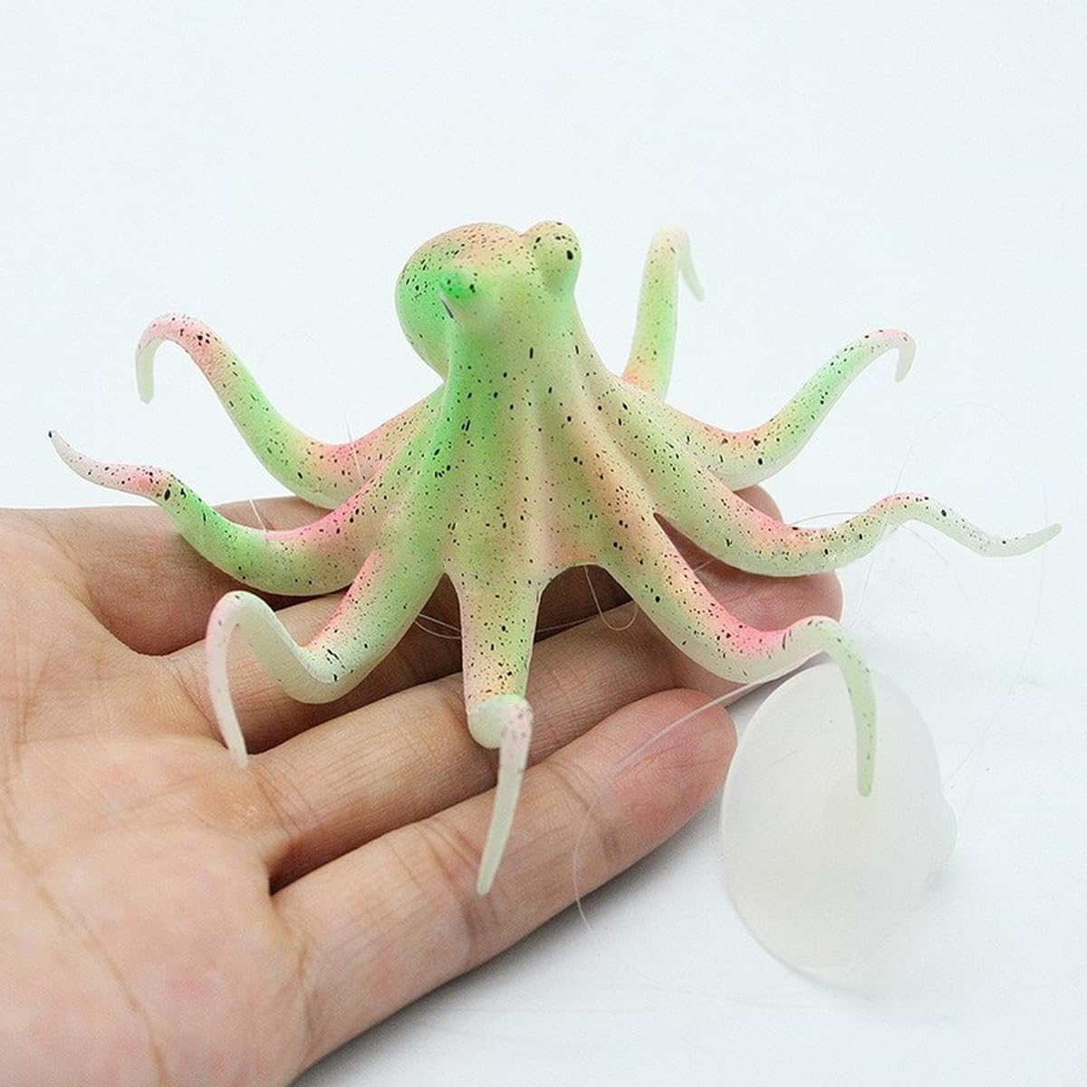 AIMALL 3.93 Inch Simulation Octopus Aquarium Decoration - Fluorescent Marine Ornament for Freshwater and Seawater Fish Tank Landscaping - Green image number 6