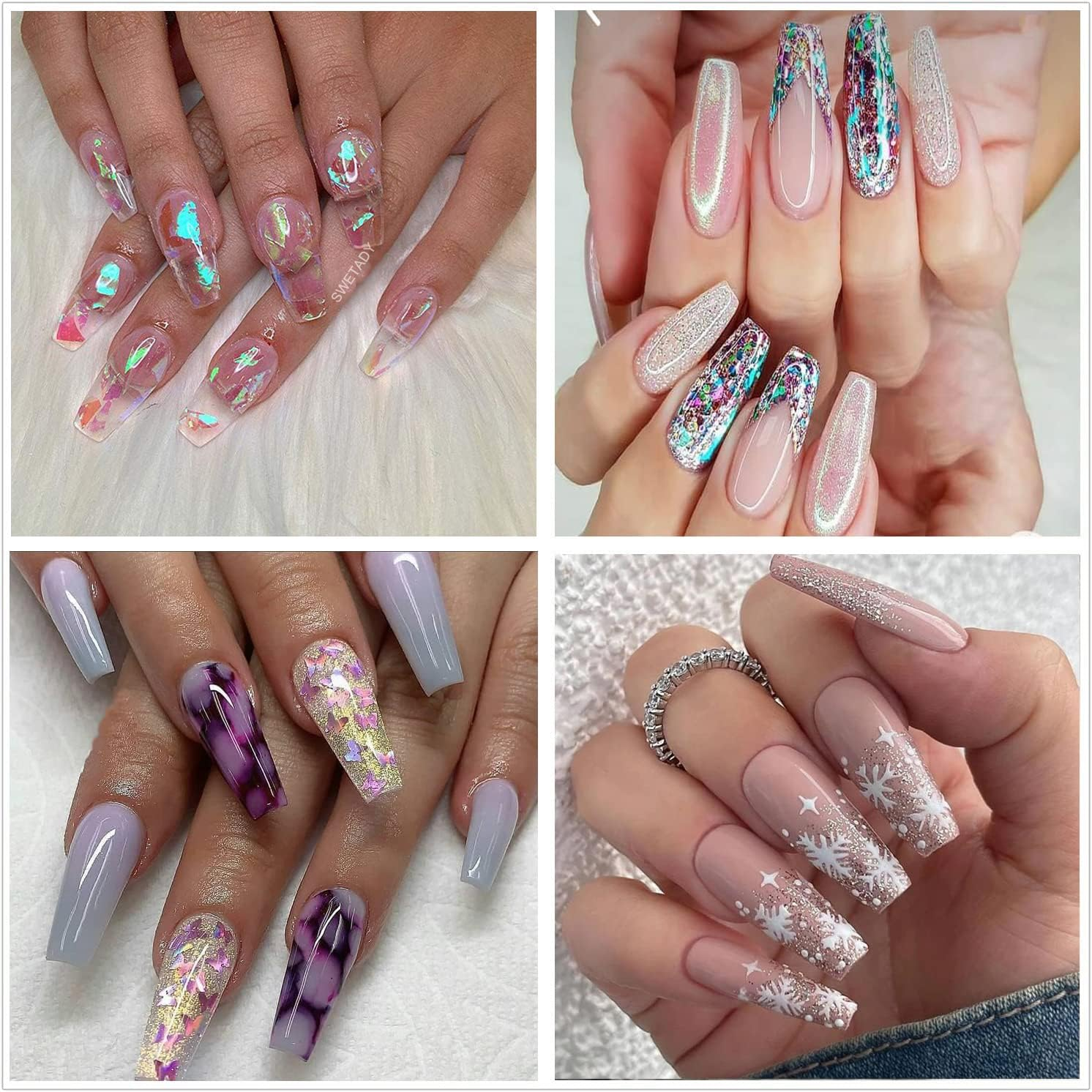 SWETIDY 500Pcs No C Curve Coffin Nail Tips, Clear Long Coffin Shaped Acrylic Fake Nails Flattened Half Cover False Nails with Box for Nail Salon Professional and DIY Nail Art 10 Sizes image number 1