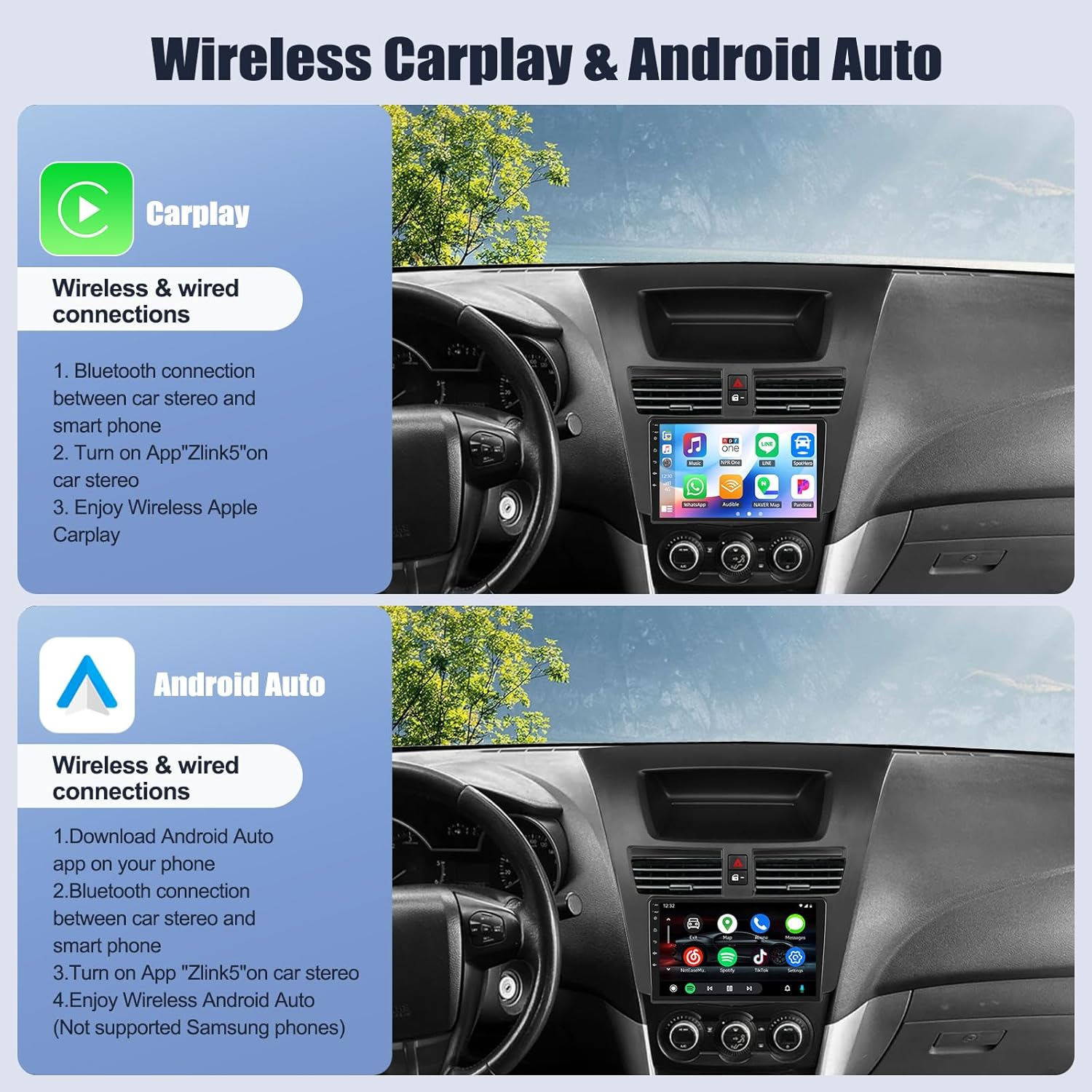 SIXWIN Android Car Stereo for Mazda BT-50 2011-2020 with Wireless Carplay Android Auto Mirror Link 2G+64G 9 Inch Touchscreen Bluetooth GPS Navigation Wifi FM Backup Camera MIC image number 5
