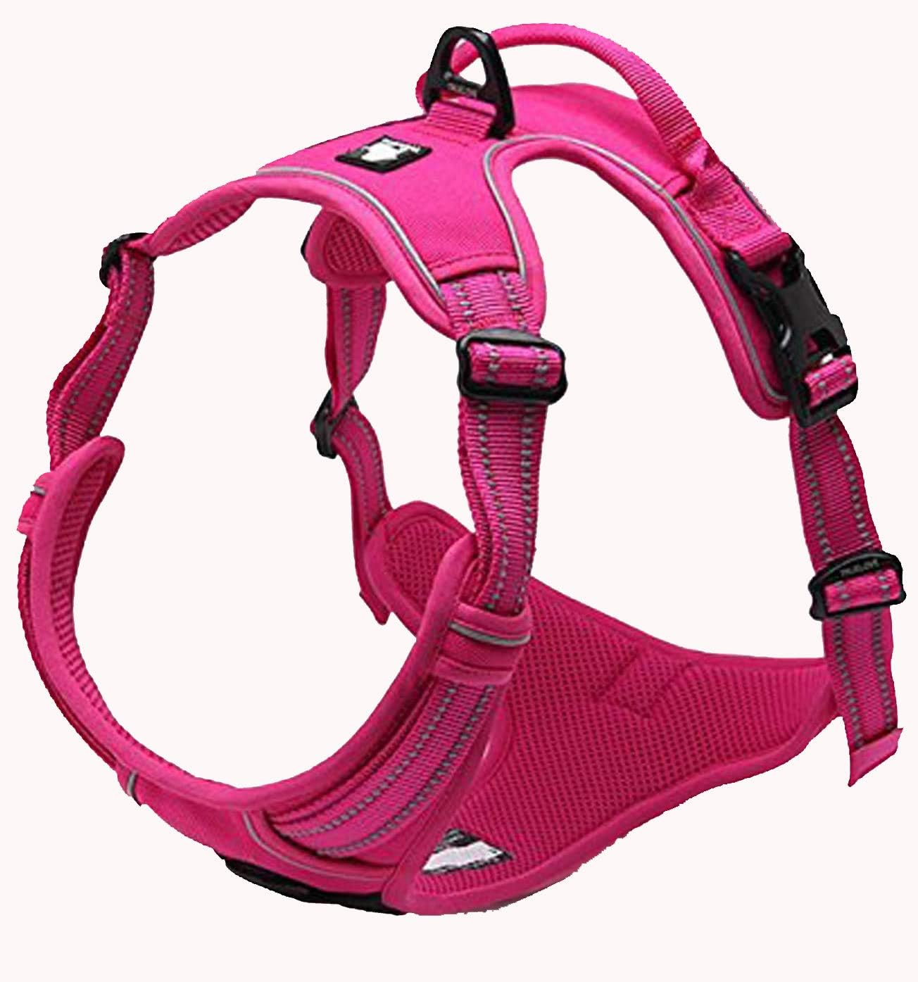 Truelove Dog Harness TLH5651 No-Pull Reflective Stitching Ensure Night Visibility, Outdoor Adventure Big Dog Harness Perfect Match Puppy Vest (S, Fushcia) image number 7