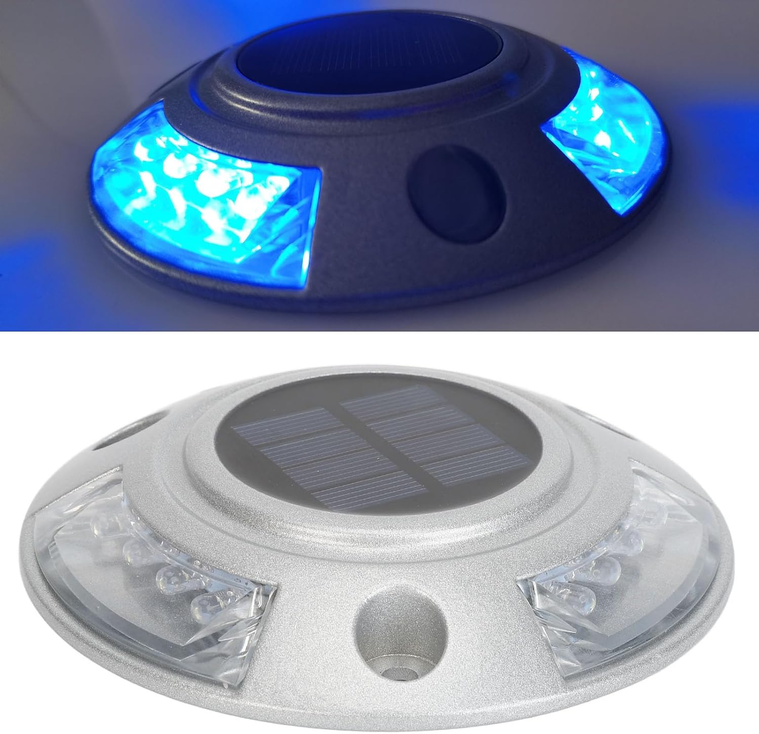 Solar Deck Lights, 1 Pack LED Driveway Lights Solar Powered, Outdoor IP68 Waterproof Road Markers, Auto Illumination for Step Sidewalk Stair Boat Garden Ground Pathway Yard (Blue image number 2