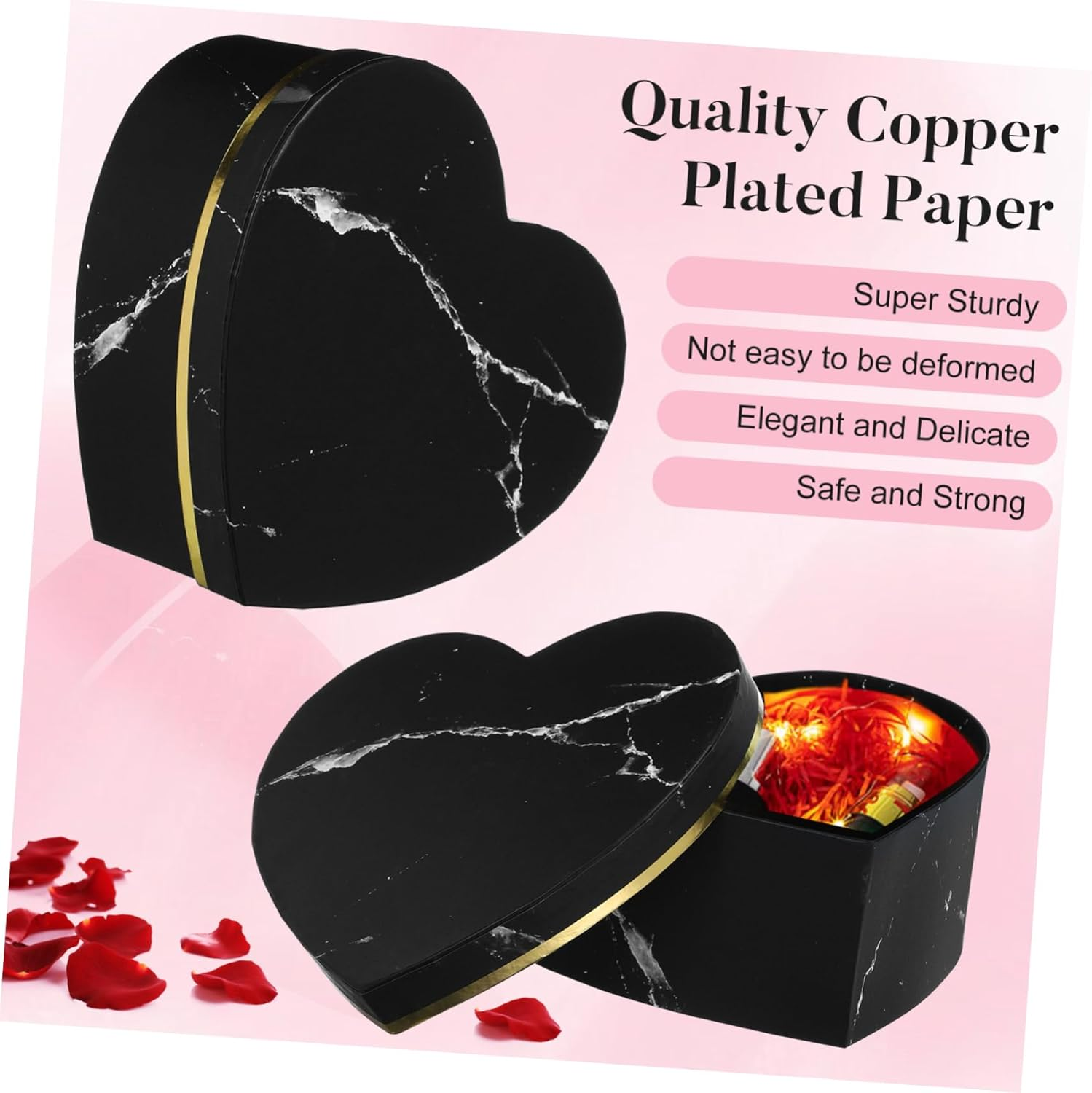 3Pcs Heart Shaped Luxury Flower Boxes for Valentine Day Bridesmaid Proposals Floral Arrangements Sturdy Decorative Box for Weddings Birthdays and Special Occasions image number 3