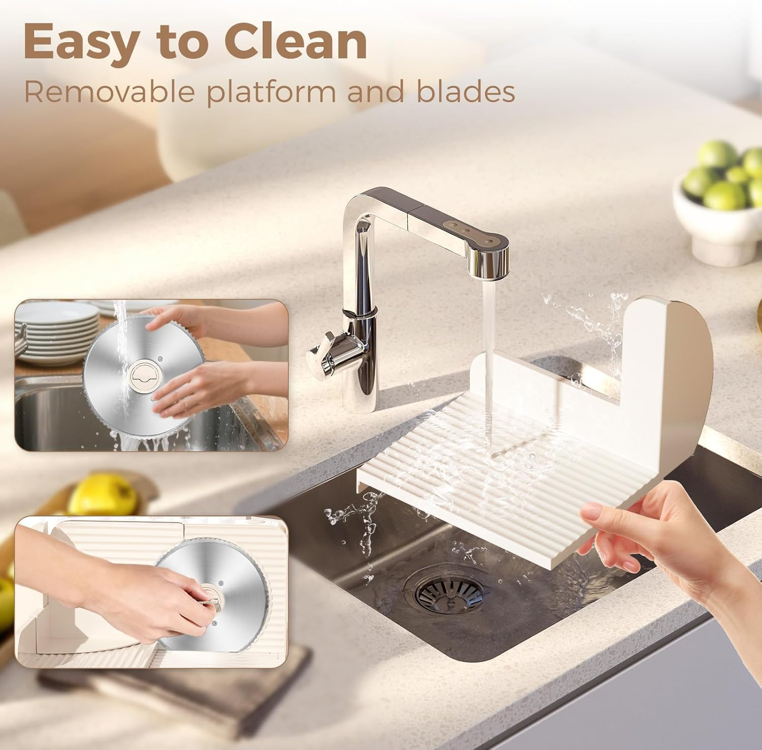 YASHE 180W Electric Home Slicer with Serrated Blade 17Cm, Adjustable Thickness 0-15Mm, Easy to Clean and Safe Design for Meat, Cheese, Bread, Vegetables image number 5