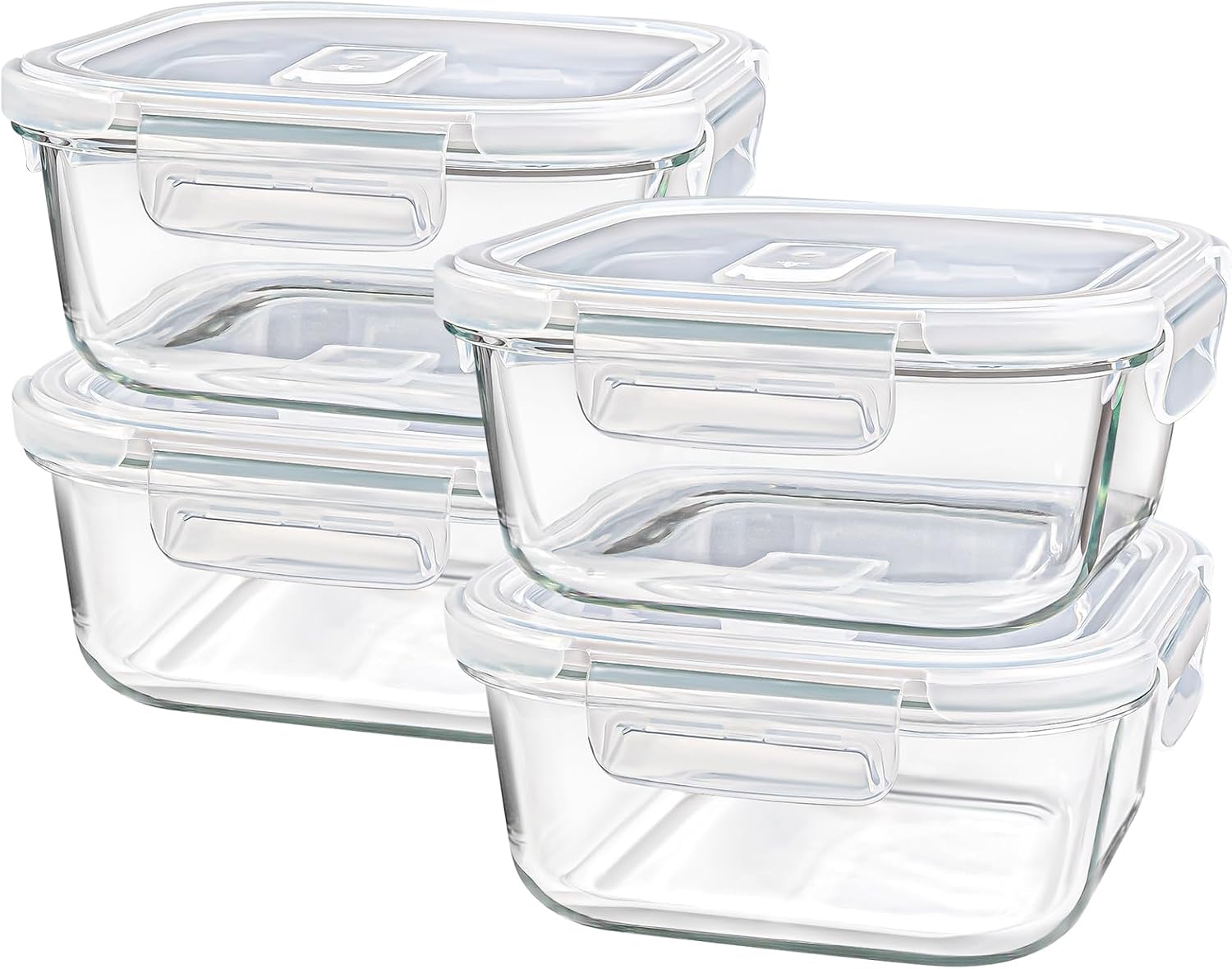 Glass Food Storage Containers 24 Oz, Small Glass Meal Prep Containers, Oevn, Microwave & Freezer Safe Glass Containers with Lids, 3 Cup Glass Containers for Salad, Soup, Lunch, Kitchen, Travel, 4 Pack image number 3