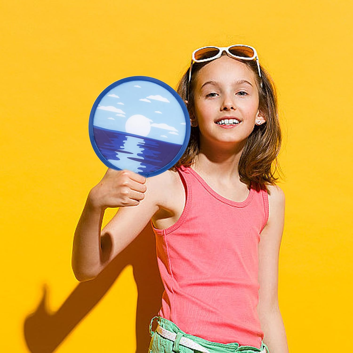 4 Pcs round Foldable Hand Fan Landscape Japanese Foldable Fan Style Handheld Foldable Compact Cooling Fans,Round Folding Fan for Outdoor Games,Xmas Decoration,Festival,Party Favors,Travel,Events image number 6