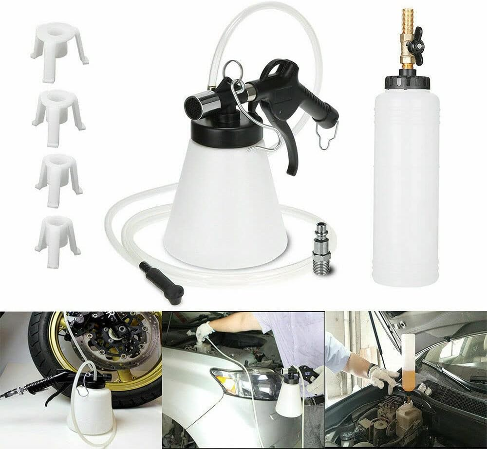 Air Brake Bleeder Kit Clutch Vacuum Oil Bleeding Extractor Fluid Fill Adapters Brake Oil Change Set with Extractor and Refill Bottle image number 4