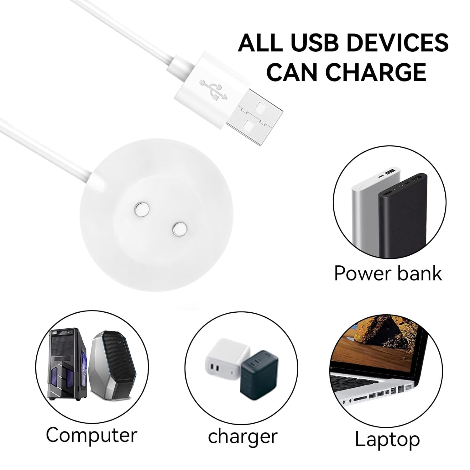 Ninehorse 2PACKS for Rose Toy Charging Cable 3.3Ft USB Charger Standing Magnetic Adapter Cord Cable for Rose Replacement Charging Dock Station (White*2) image number 4