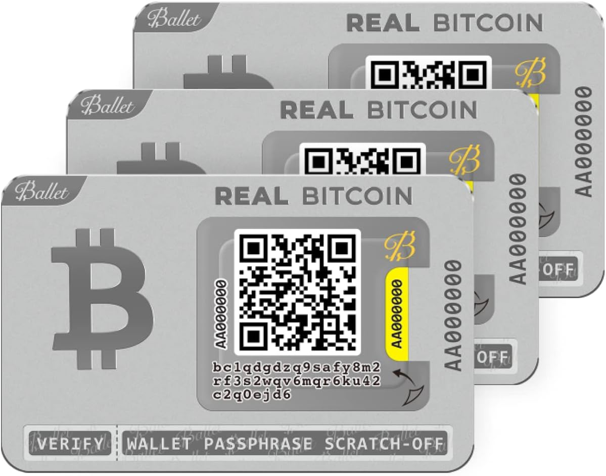 Ballet 3-Pack Gift Set REAL Bitcoin - the Easiest Crypto Cold Storage Card - Cryptocurrency Hardware Wallet with Multicurrency and NFT Support image number 2