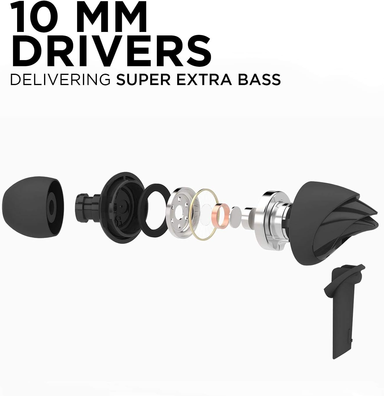 Boat Bassheads 100 In-Ear Headphones with Mic (Black)