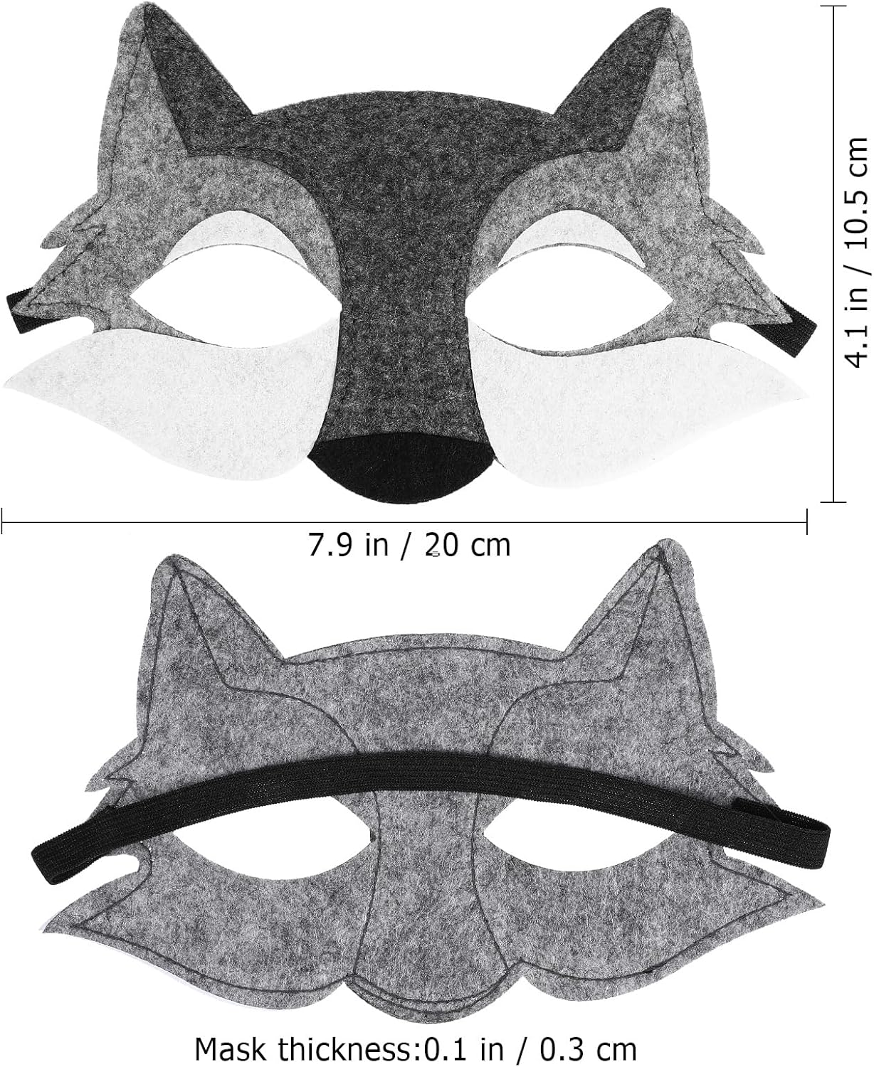 Jojofuny Kids Wolf Moving Jaw 3Pcs Animal Costume Mask Wolf Nose Wolf Party Supplies Animal Masks for Adults Wolf Party Masks Cosplay Mask Masquerade Mask Face Half Lovers Hairy Grey image number 1