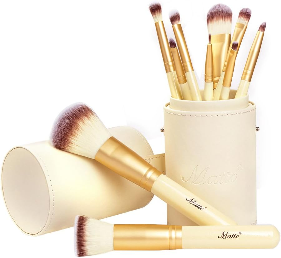 Matto Makeup Brushes Ivory Make up Brushes 10-Piece Makeup Brush Set with Brush Holder image number 2
