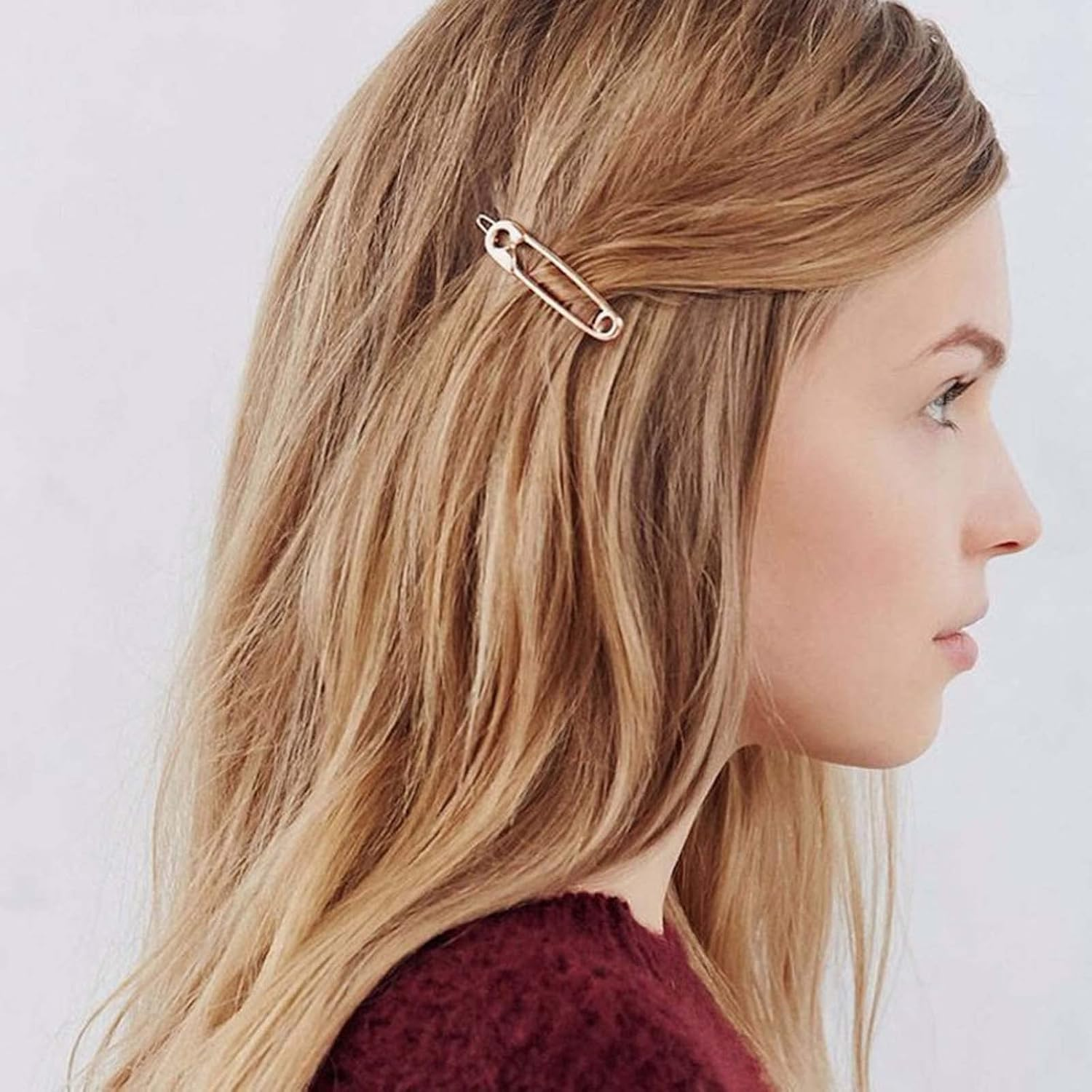 Wendalern Punk Pin Hair Clip Headpiece Needle Shape Hair Clip Hair Brooch Needle Shape Hair Clip Gold Hollow Hair Clips Minimalist Hair Decorative Hair Accessories for Women and Girls image number 4