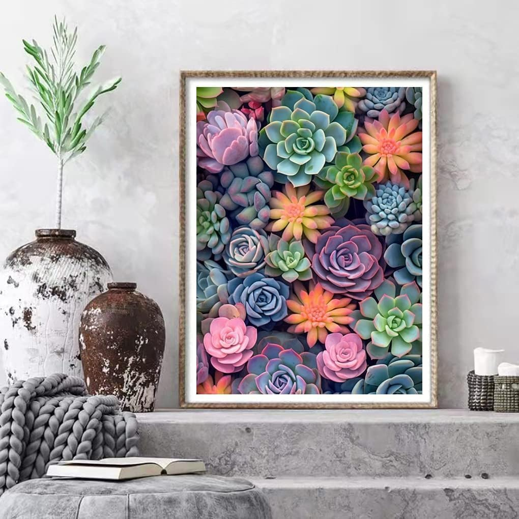 Diamond Painting Kits for Adults, Succulents 5D DIY Diamond Art Kits Full Drill Diamond Dots for Gift Wall Decor and Relaxation Gem Arts 12X16 Inch image number 5