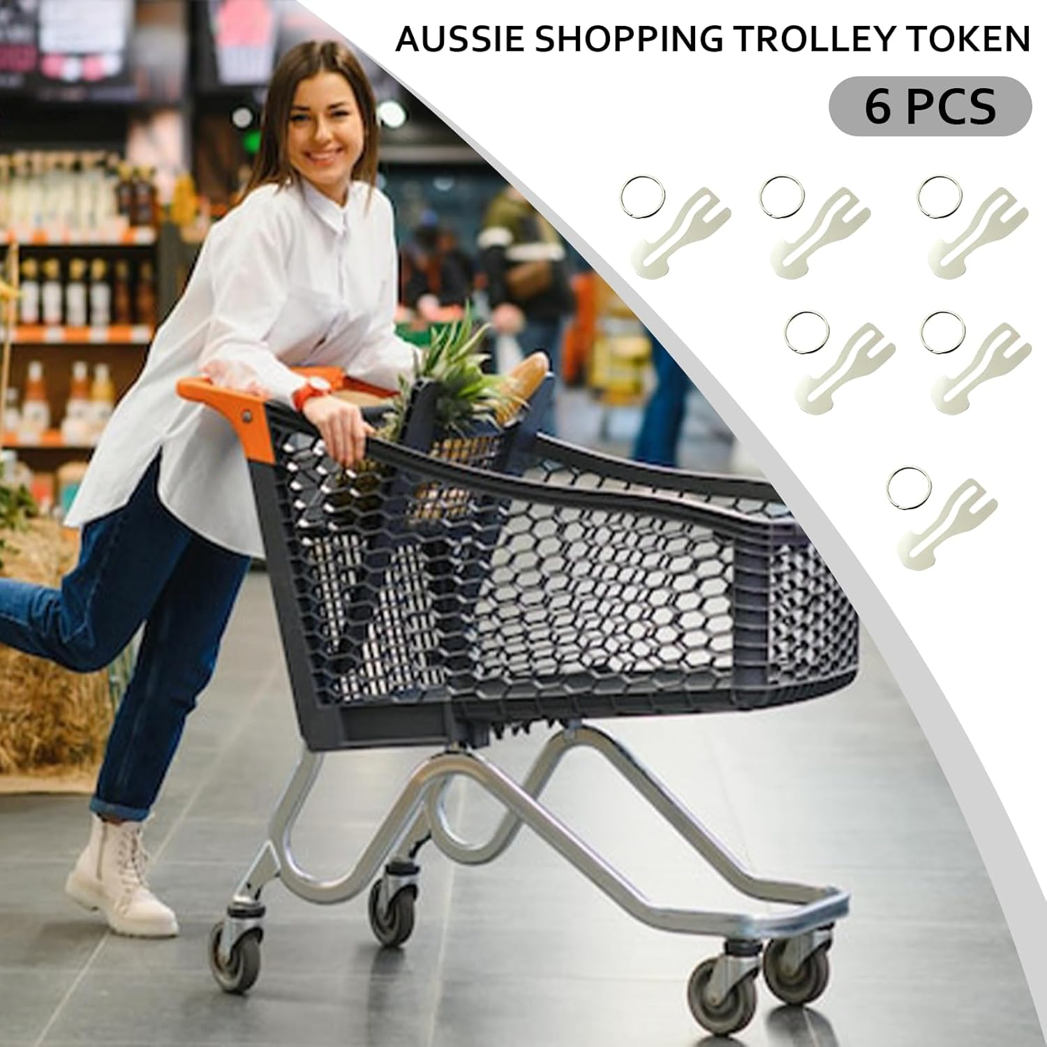 2/4/6 Pcs Aussie Portable Stainless Steel Metal Shopping Trolley Tokens Master Key for Men Women Grocery Shopping Cart Trolleys image number 5