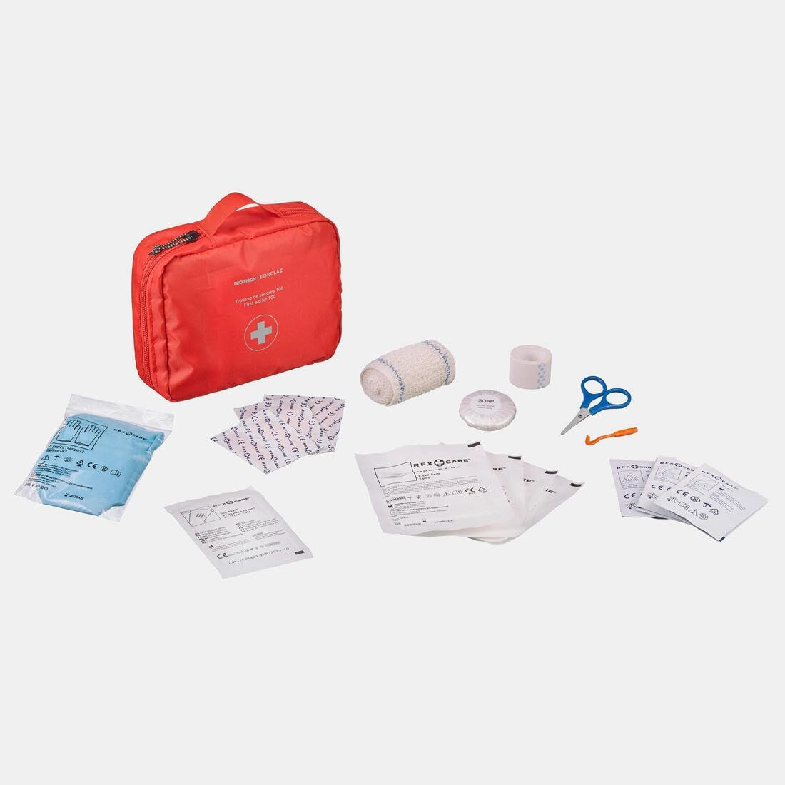Forclaz Decathlon 100 First-Aid Kit, Bright Red, Unique Size (41-Pieces)