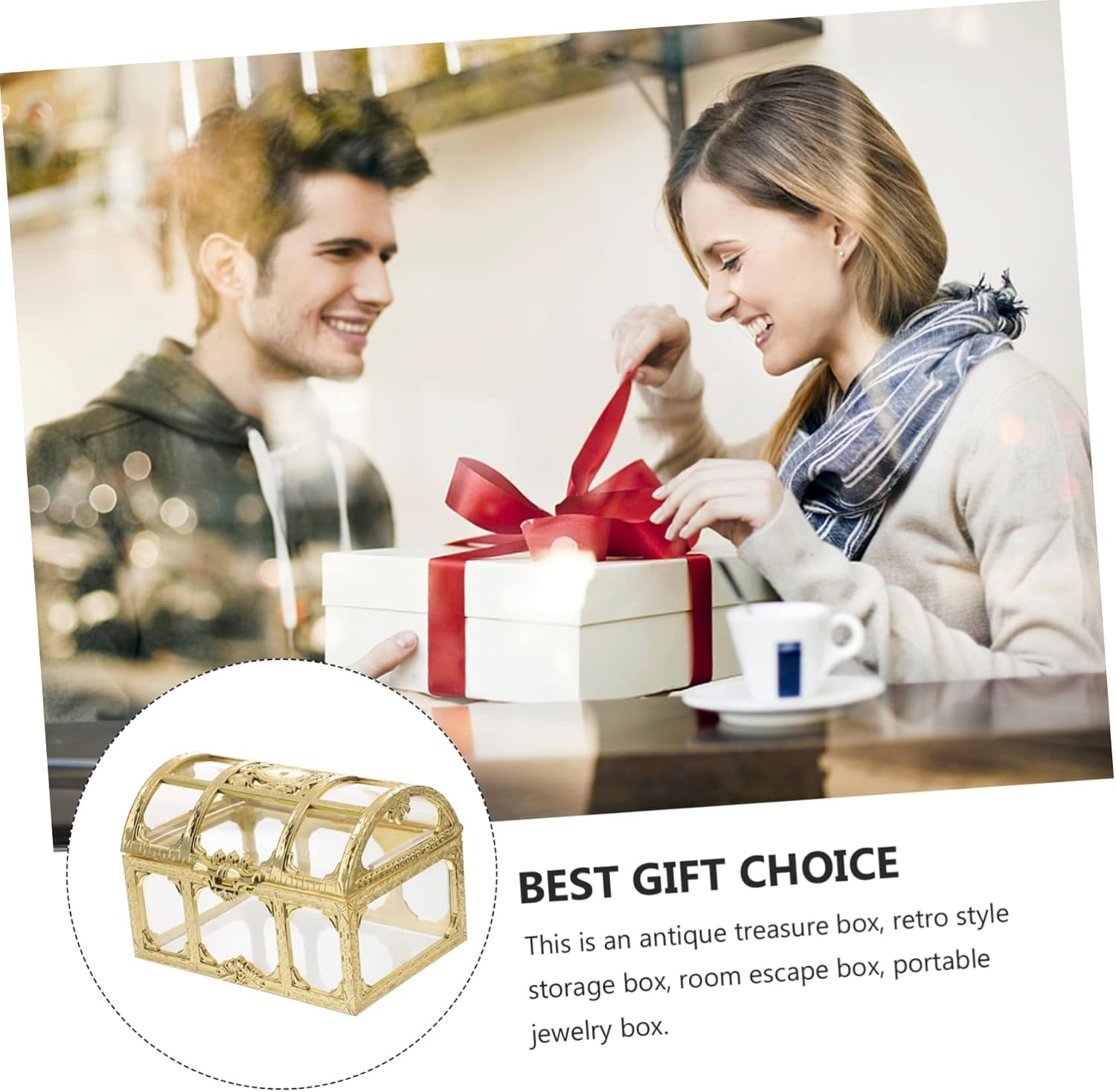 WOONEKY 2Pcs Pirate Treasure Box Crystal Jewelry Box Plastic Treasure Chest Organiser for Jewelry Storage image number 4