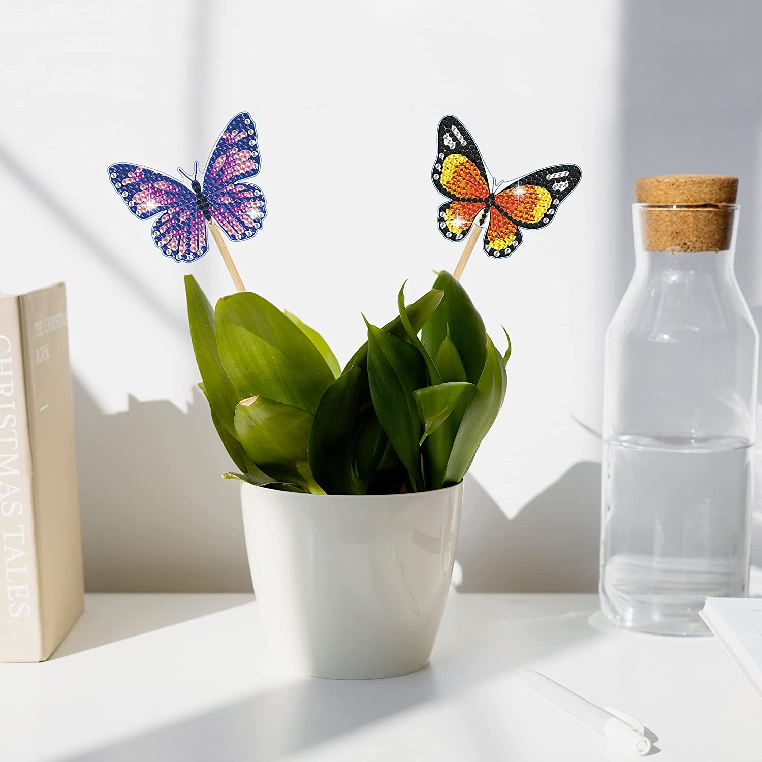 Vcekract 8 Pcs Butterfly Diamond Painting Kits, Acrylic Butterfly Garden Decor, Adult Crafts, Non-Foldable image number 1