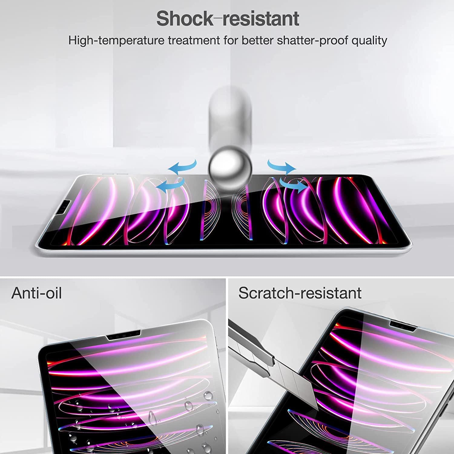 Procase Screen Protector for Ipad 12.9 6Th Gen 2022/ 5Th Gen 2021/ 4Th Gen 2020/ 3Rd Gen 2018, Tempered Glass Screen Film Guard Screen Protector image number 4