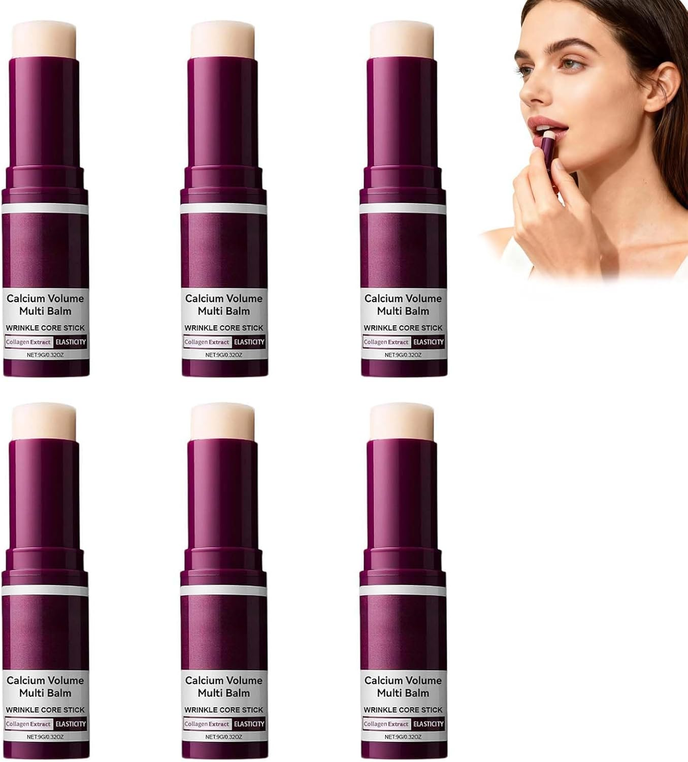 Neck Calcium Volume Multi Balm, anti Aging Firming Skincare Stick, Wrinkle & Firming Eye Cream, Balm with Multi Collagen, Calcium Collagen Wand, Moisturing Stick for Eyes, Lips Skin Care (8PCS)