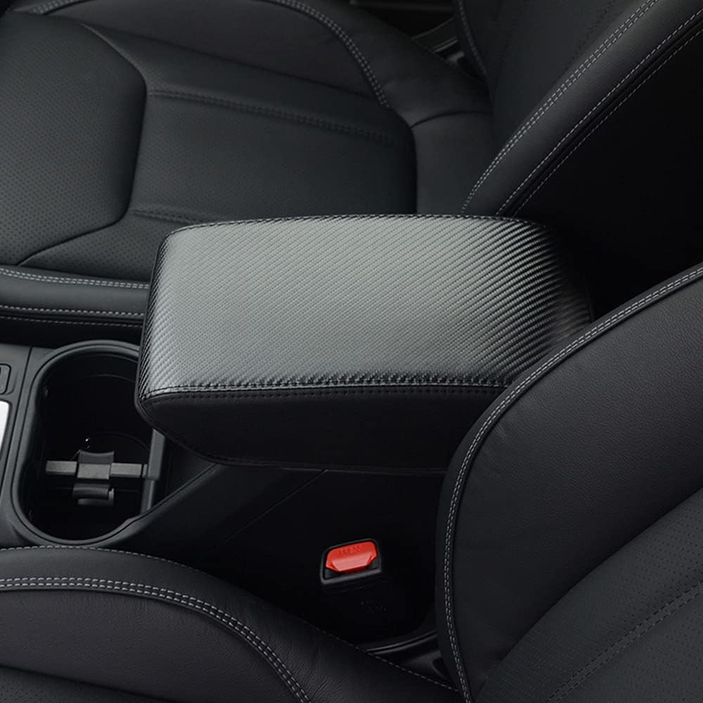 INTGET Car Center Console Armrest Cover for 2024 Subaru Forester Accessories 2019 2020 2021 2022 2023 Leather Middle Arm Rest Box Lid Cover Seat Pad Protector(Black)