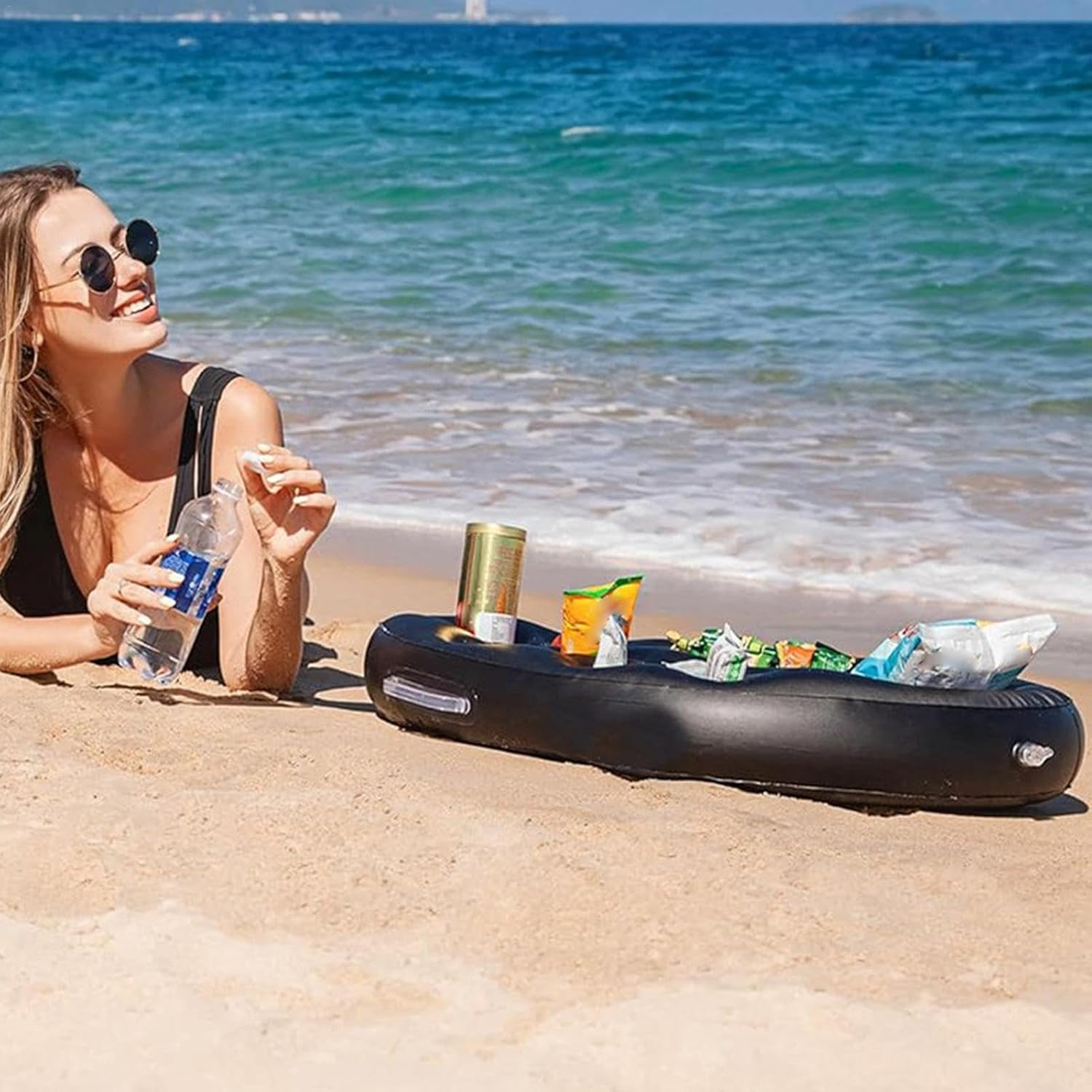 Pool Drink Holder Tray | Floating Drink Holder with 8 Holes | Poolside Beverage Tray PVC Swimming Pool Drink Holder Beach Party Drink Holder Inflatable Beverage Holder for Pool