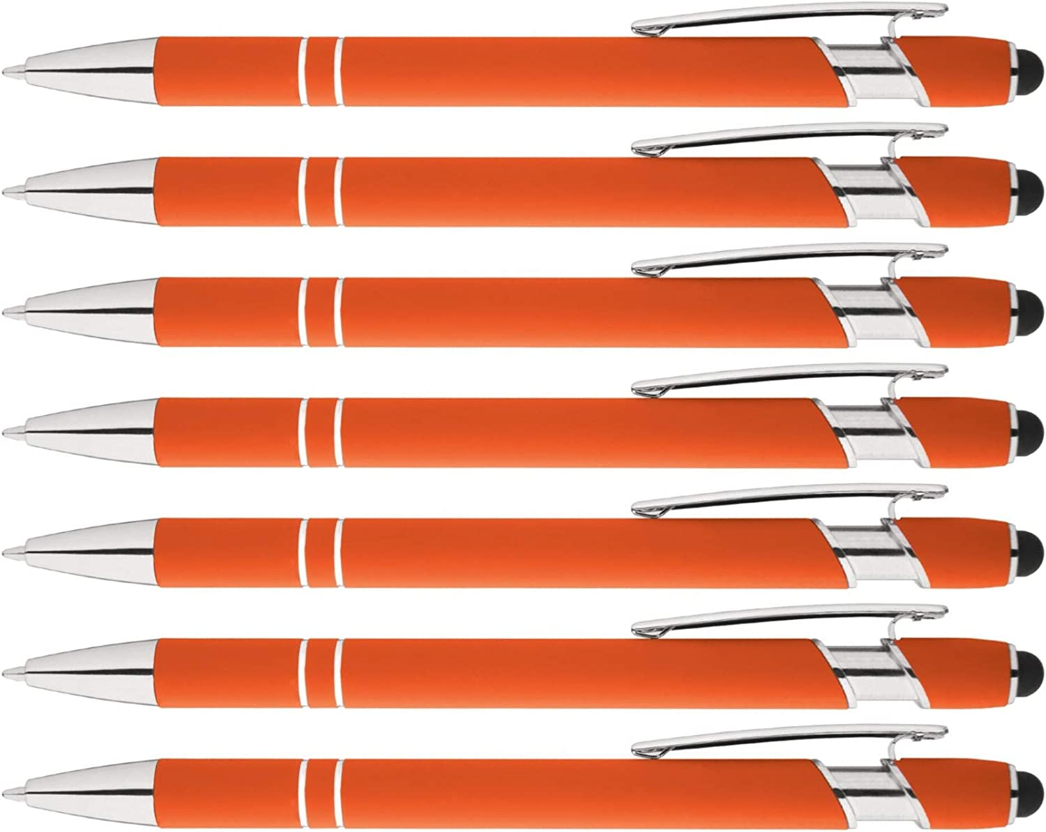 Alpha Ellipse Soft Touch Ballpoint Pen with Stylus Is a Stylish, Premium Metal Pen, Black Ink, Medium Point. Box of 7 (DARK BLUE)