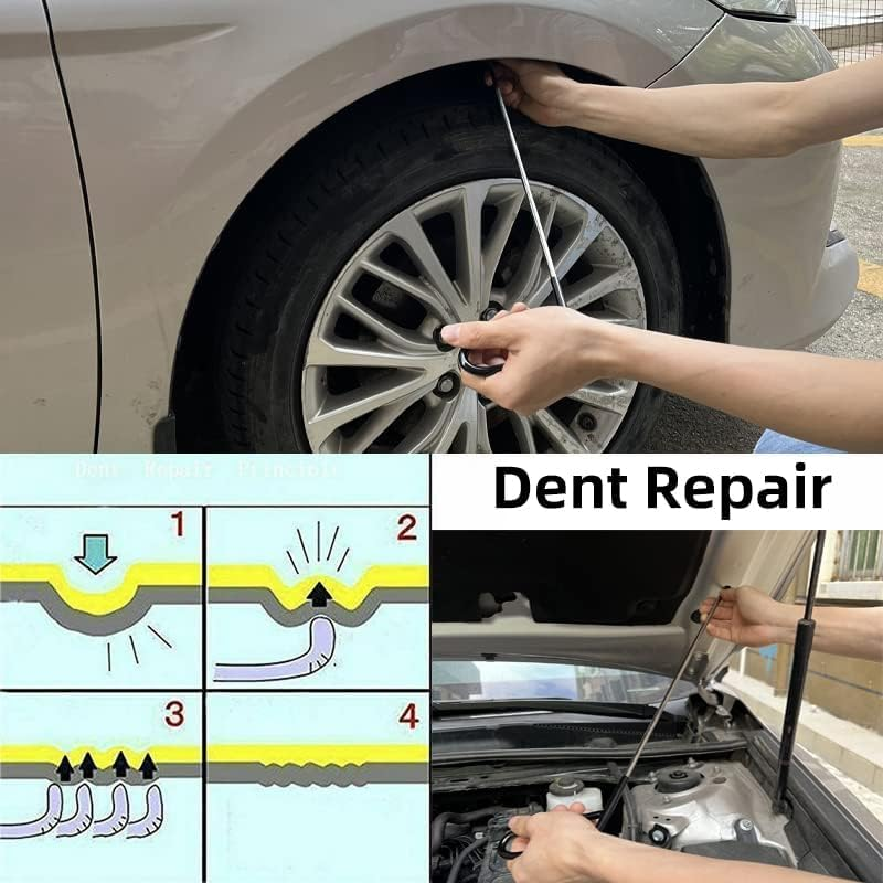 23-Piece Professional PDR Kit for Paintless Dent Repair, Auto Body Hail Damage & Door Dings Removal Tool Set with Manganese Steel Rods & Knock down Pen image number 6