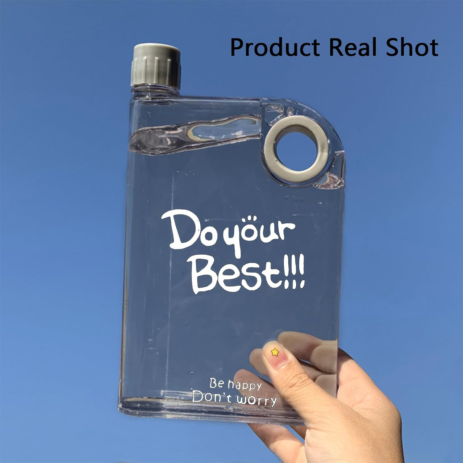 Water Bottle Flat Water Bottle, Reusable Clear Water Bottles Sports Water Bottles, Leak-Proof Plastic Water Bottles (Gray) image number 3