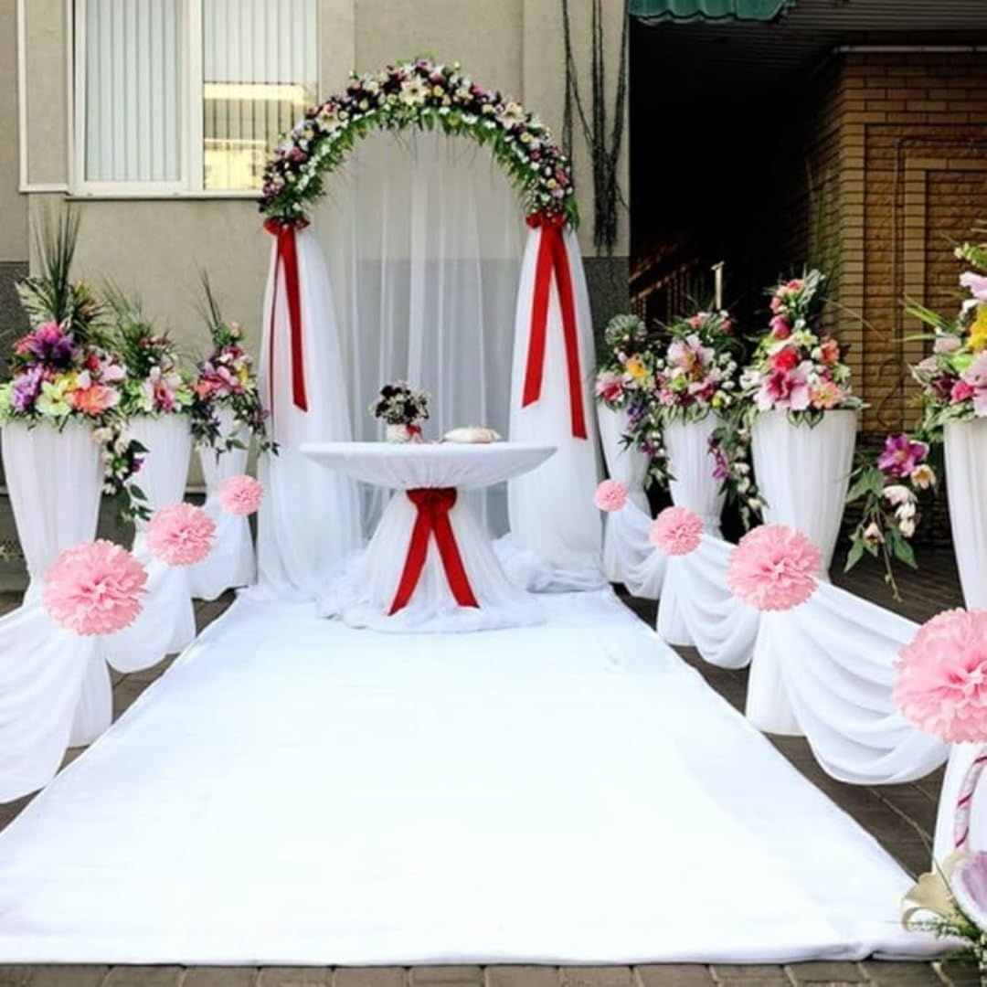 10Pcs Tissue Hanging Paper Pom-Poms Flower Ball Wedding Party Outdoor Decoration,Paper Flower Ball for Wedding Bridal Shower Birthday Bachelorette Party Backdrop Decoration,Light Pink image number 6