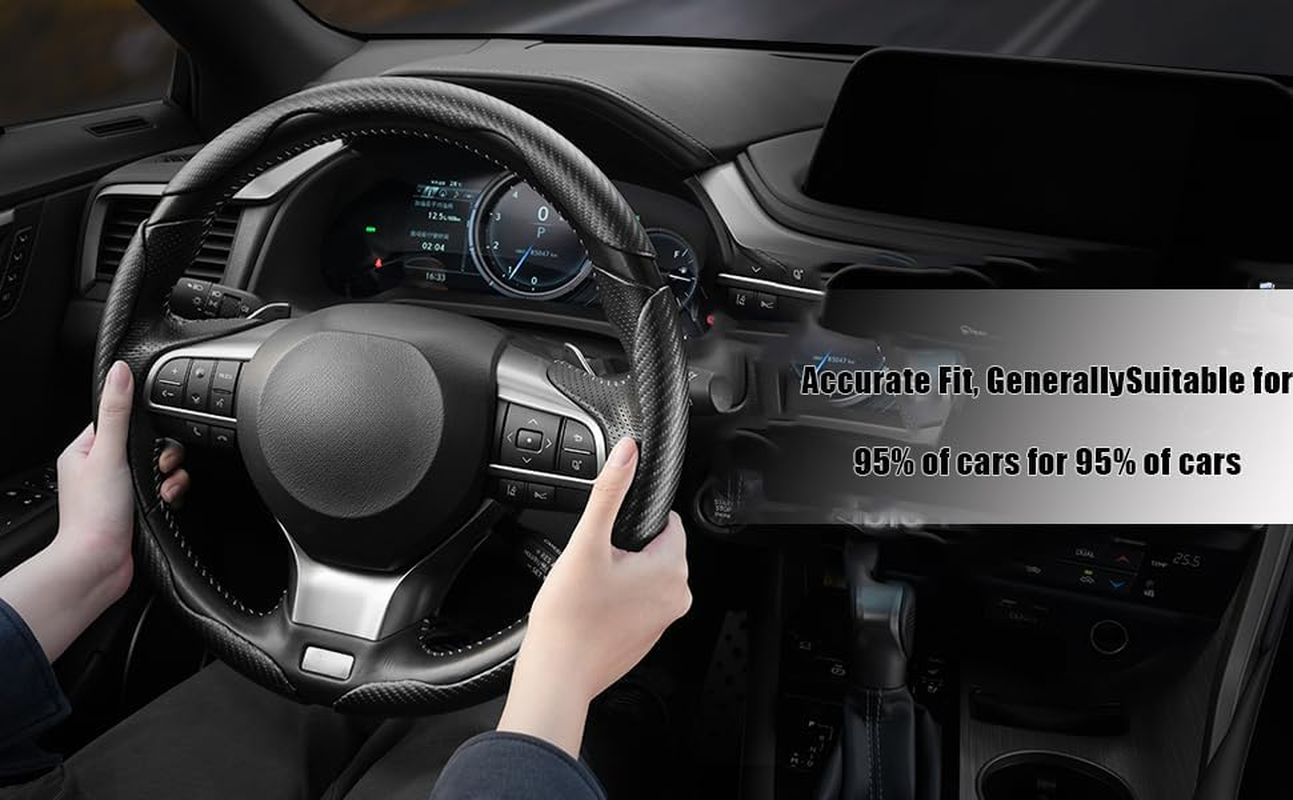 WEZCHUGHAOL Carbon Fiber Steering Wheel Cover, 3Pcs Segmented Anti-Slip Universal Fit for Cars &ndash; Durable Protector for Men & Women, Fits 99% Vehicles (Black) image number 1